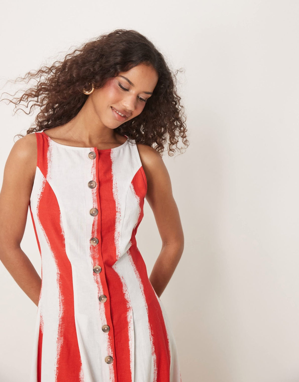 ASOS DESIGN slash neck button down waistcoat maxi dress in stripe - ASOS Sample Sale