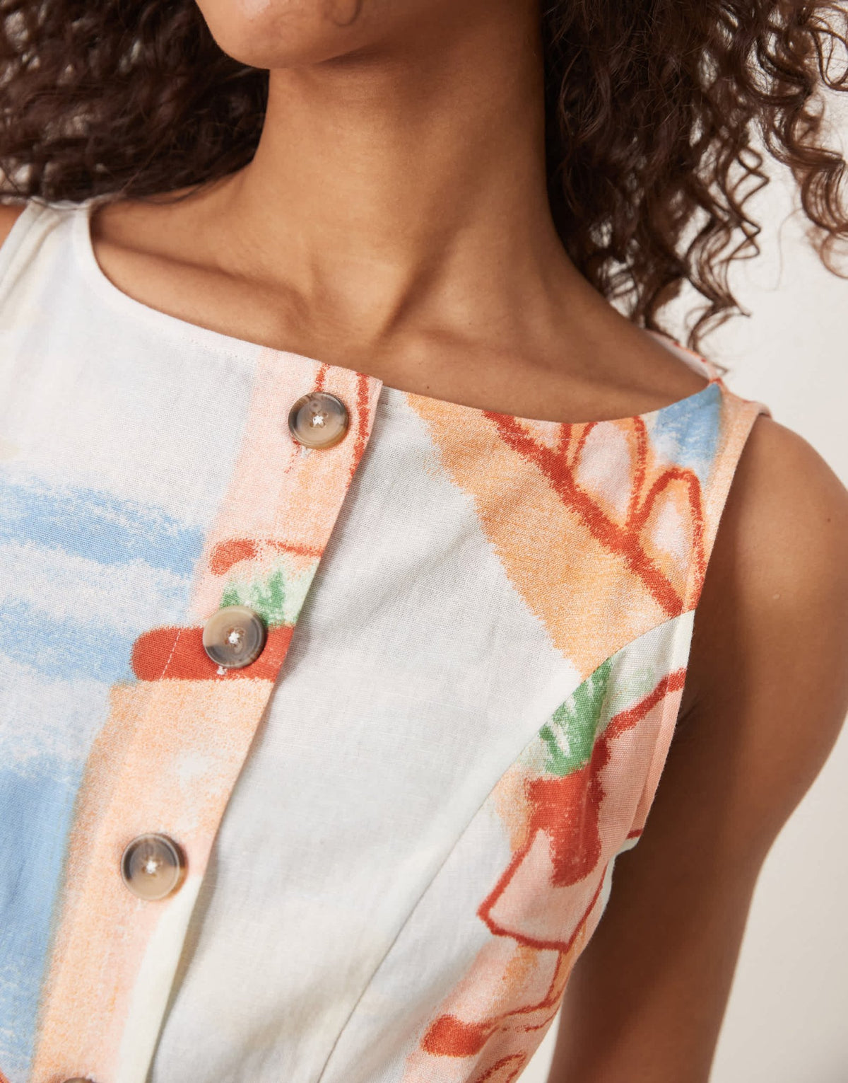 ASOS DESIGN slash neck button down waistcoat maxi sundress in postcard print - ASOS Sample Sale