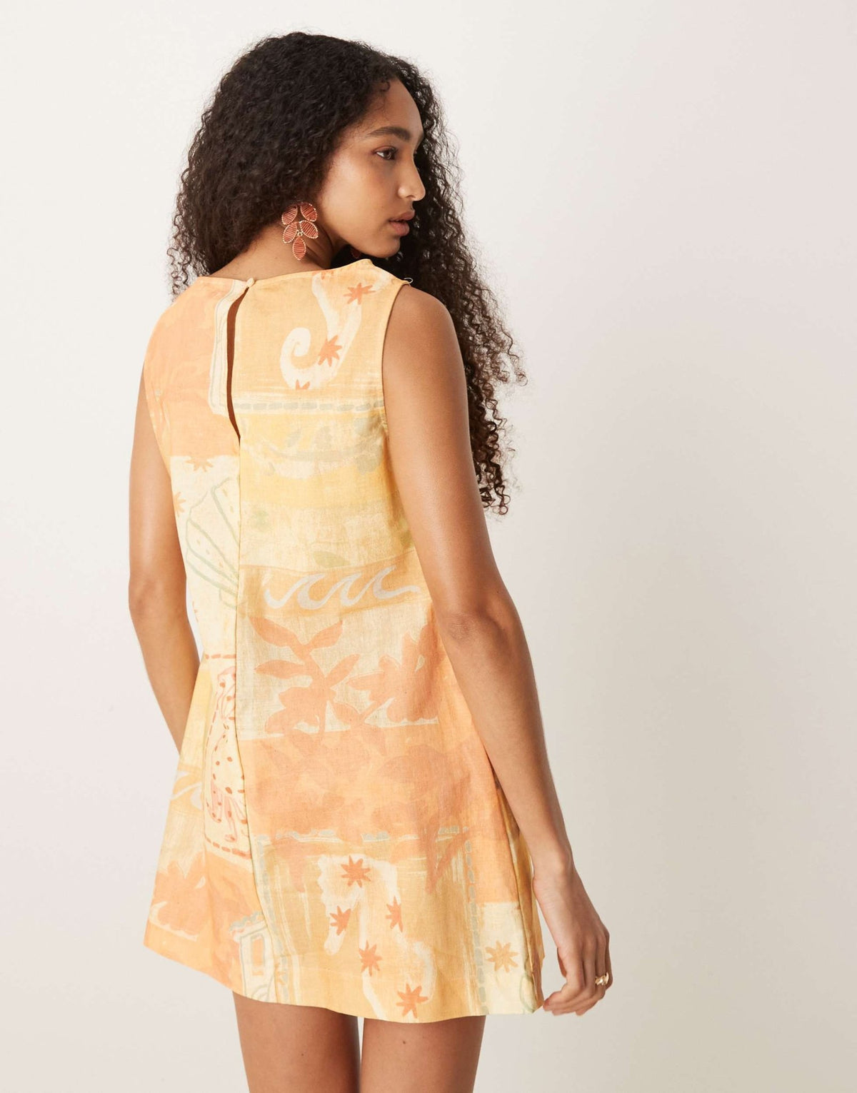 ASOS DESIGN slash neck mini shift dress in vintage beach print - ASOS Sample Sale