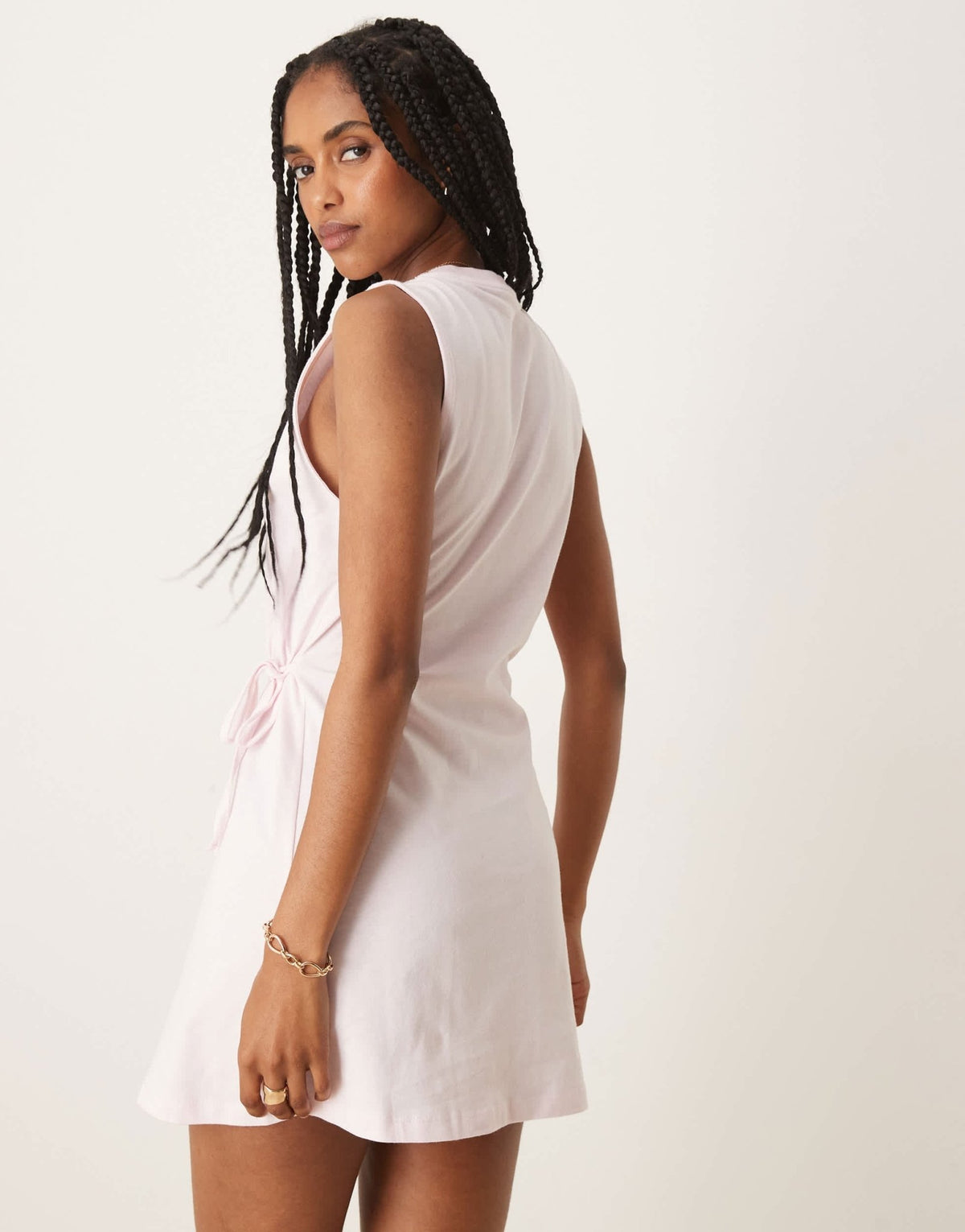 ASOS DESIGN sleeveless cinched mini dress in baby pink - ASOS Sample Sale