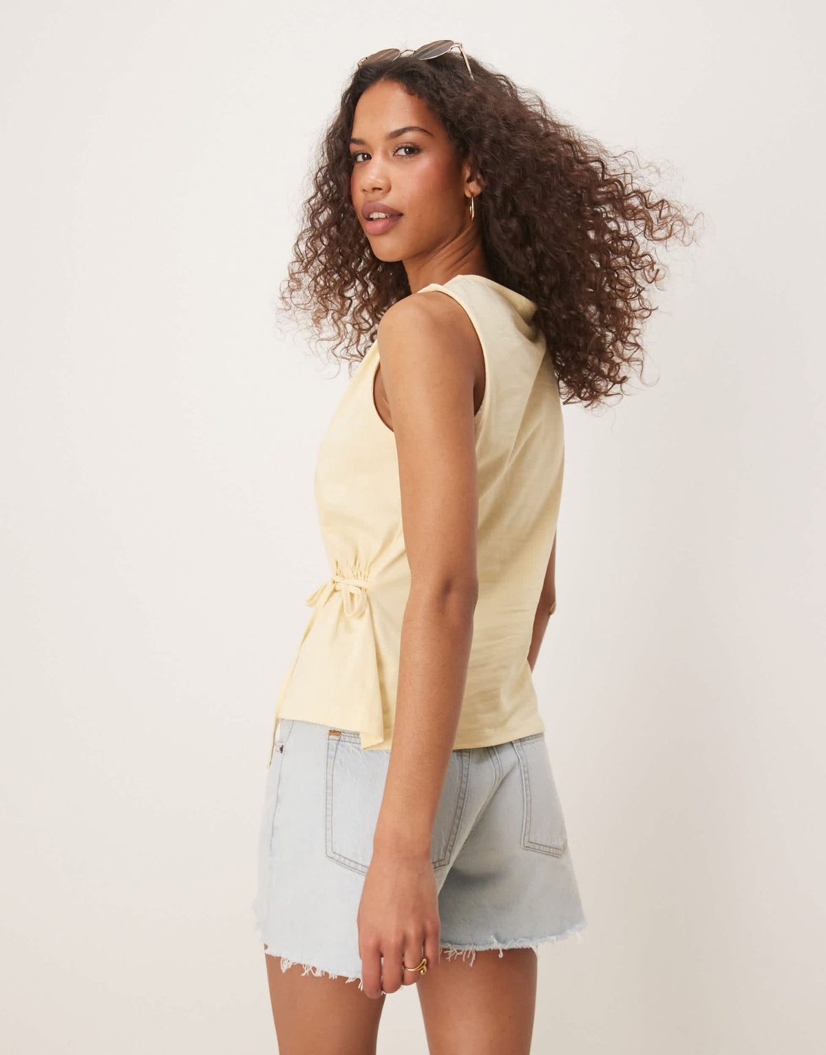 ASOS DESIGN sleeveless cinched tee in buttermilk - ASOS Sample Sale