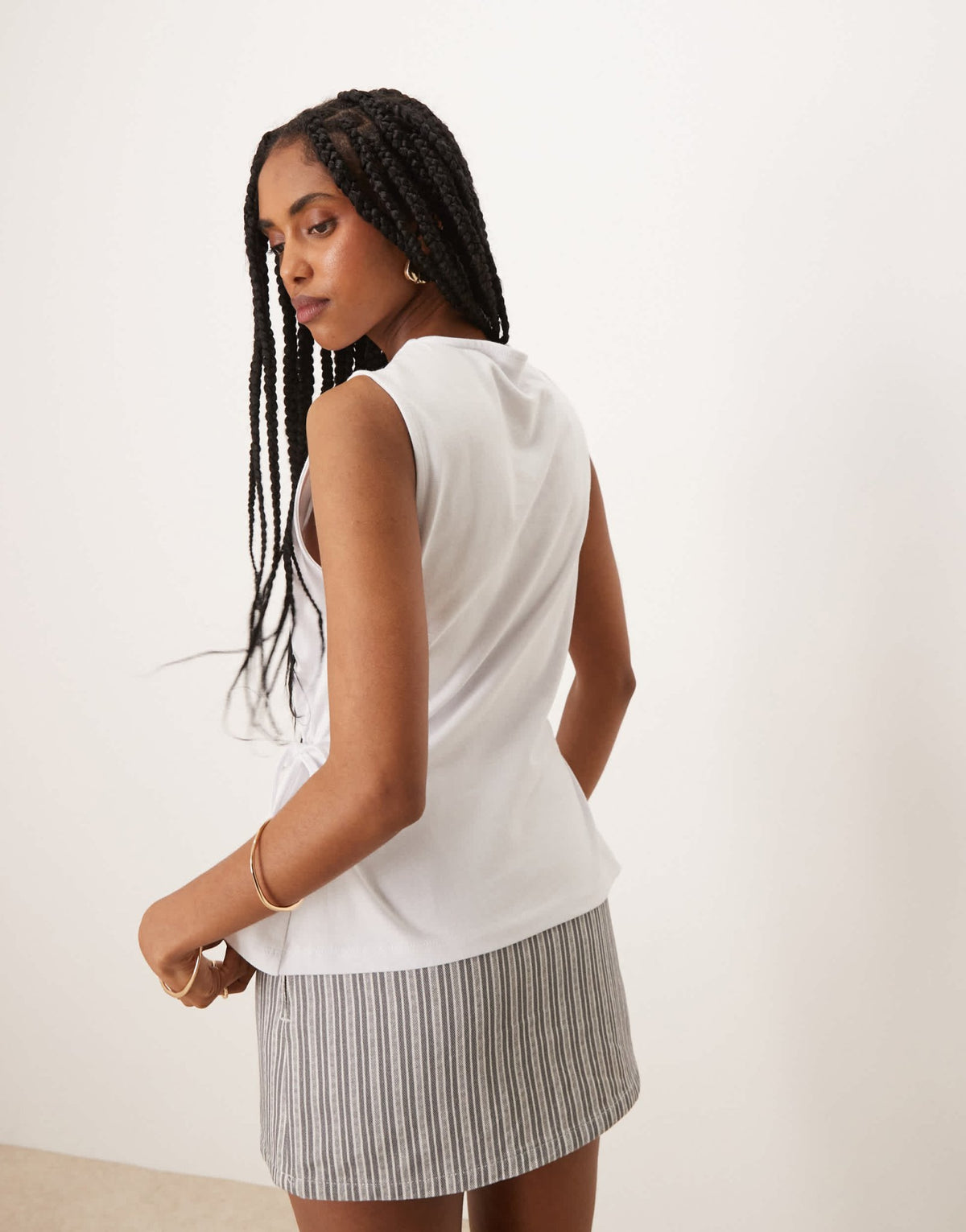 ASOS DESIGN sleeveless cinched tie side tee in white - ASOS Sample Sale