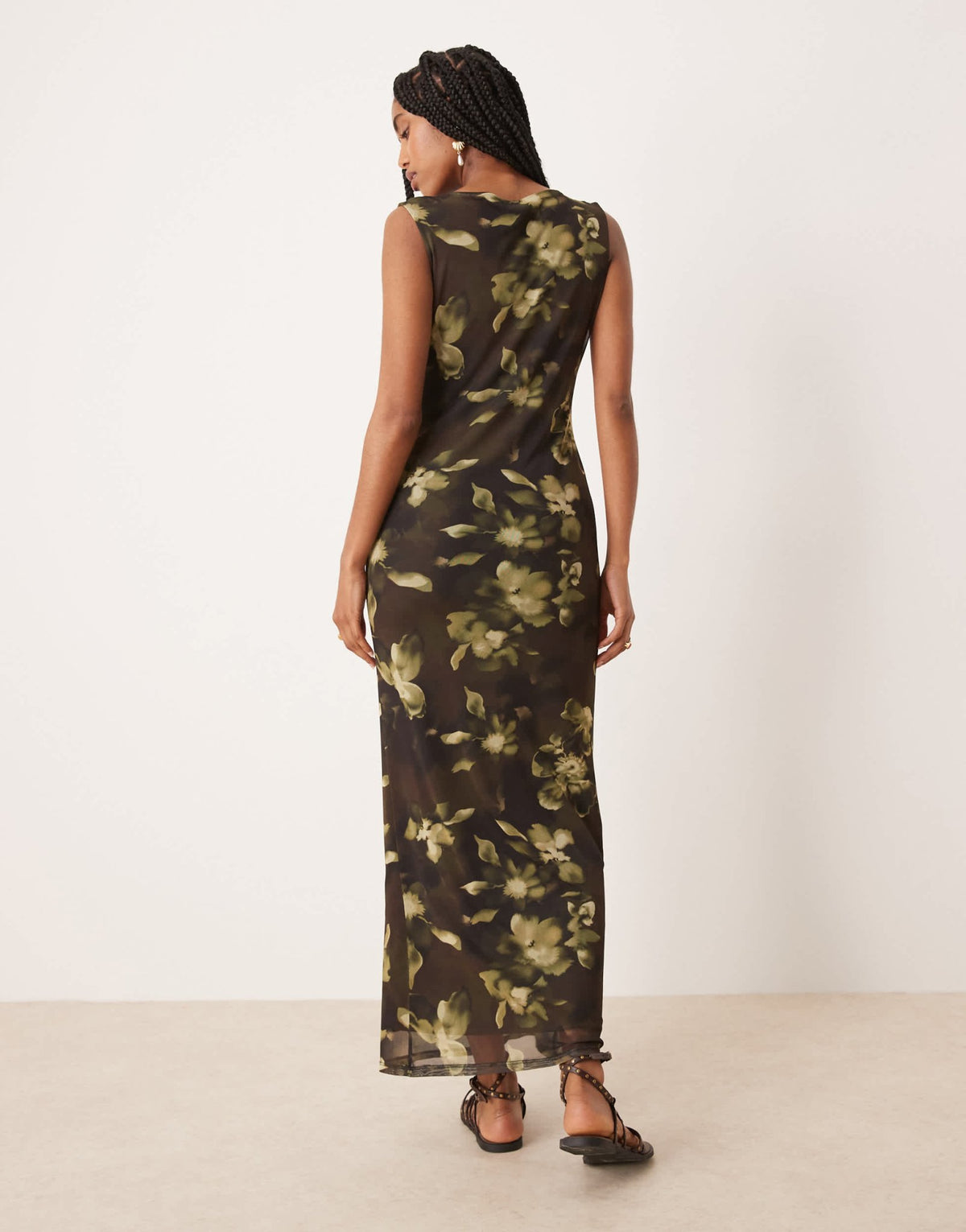 ASOS DESIGN sleeveless column midi dress in brown print - ASOS Sample Sale