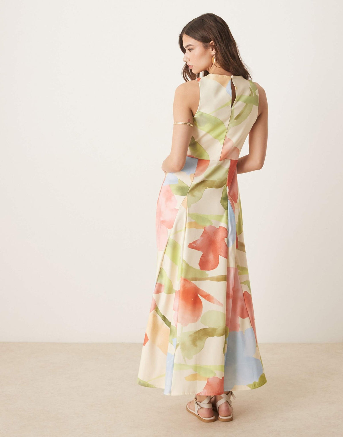 ASOS DESIGN sleeveless corset waist midi dress in light floral print - ASOS Sample Sale