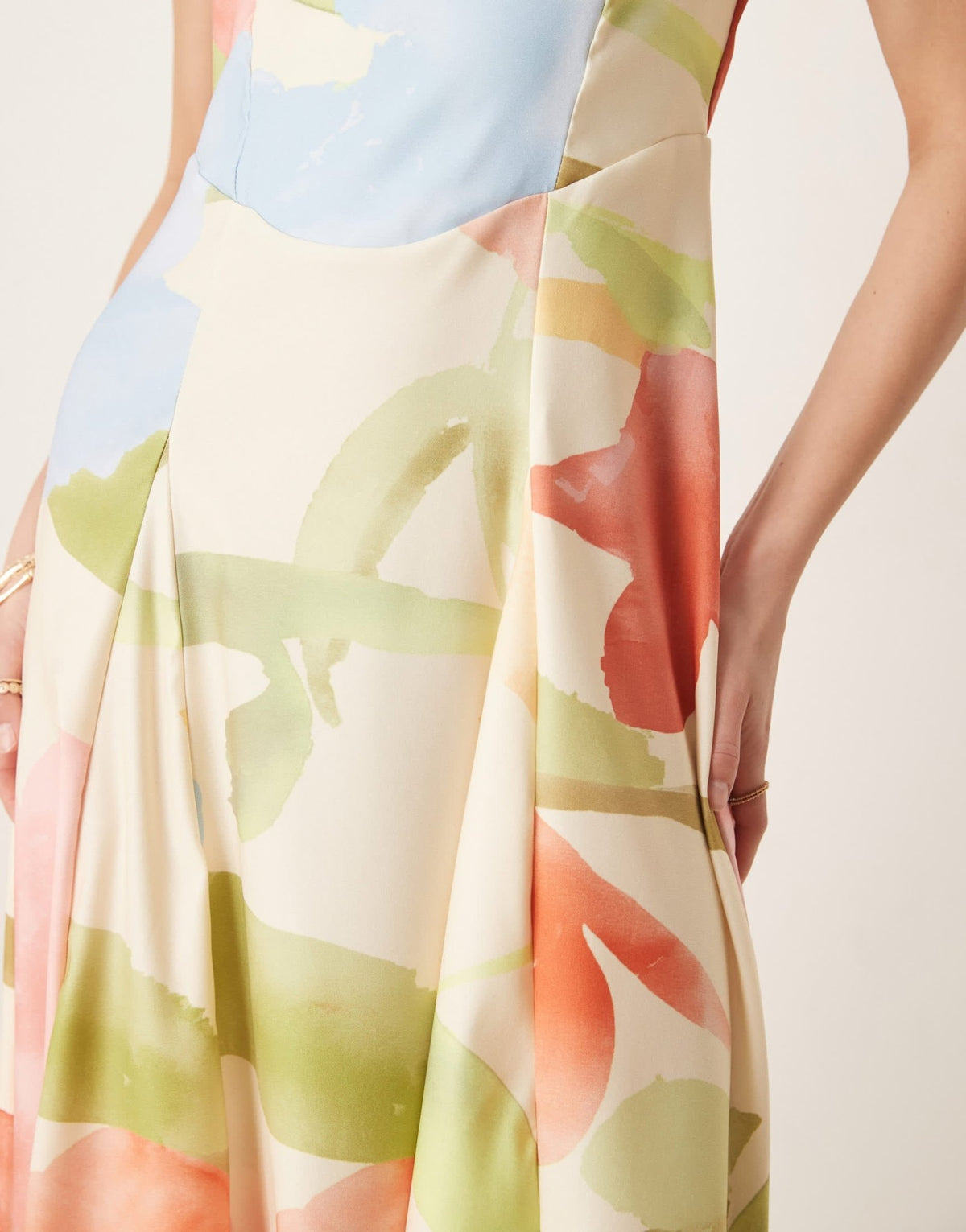 ASOS DESIGN sleeveless corset waist midi dress in light floral print - ASOS Sample Sale