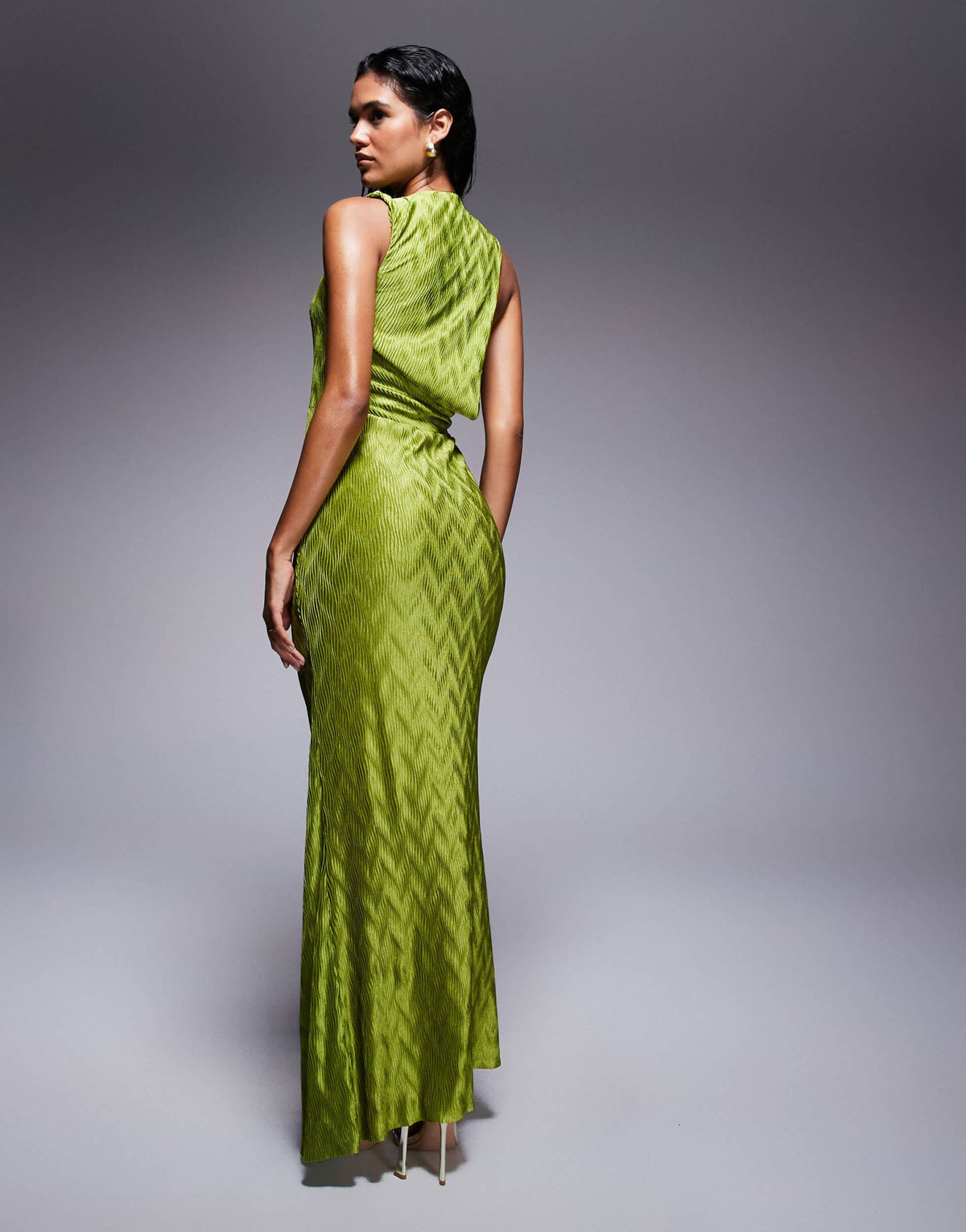 ASOS DESIGN sleeveless draped and cut out with trim detail maxi dress in green - ASOS Sample Sale