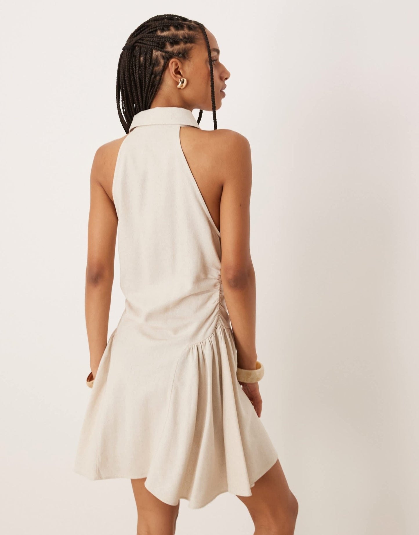 ASOS DESIGN sleeveless shirt mini dress in oat linen - ASOS Sample Sale