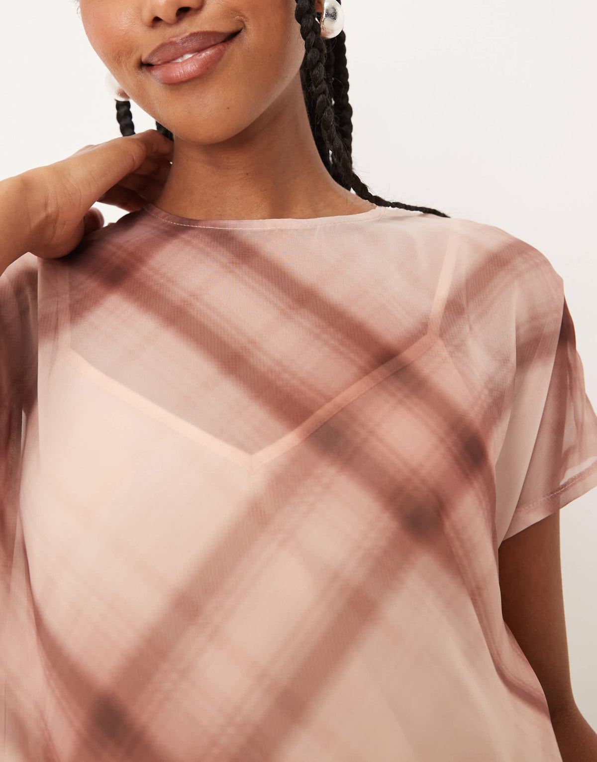 ASOS DESIGN sleeveless smock ruffle mini in pink check - ASOS Sample Sale