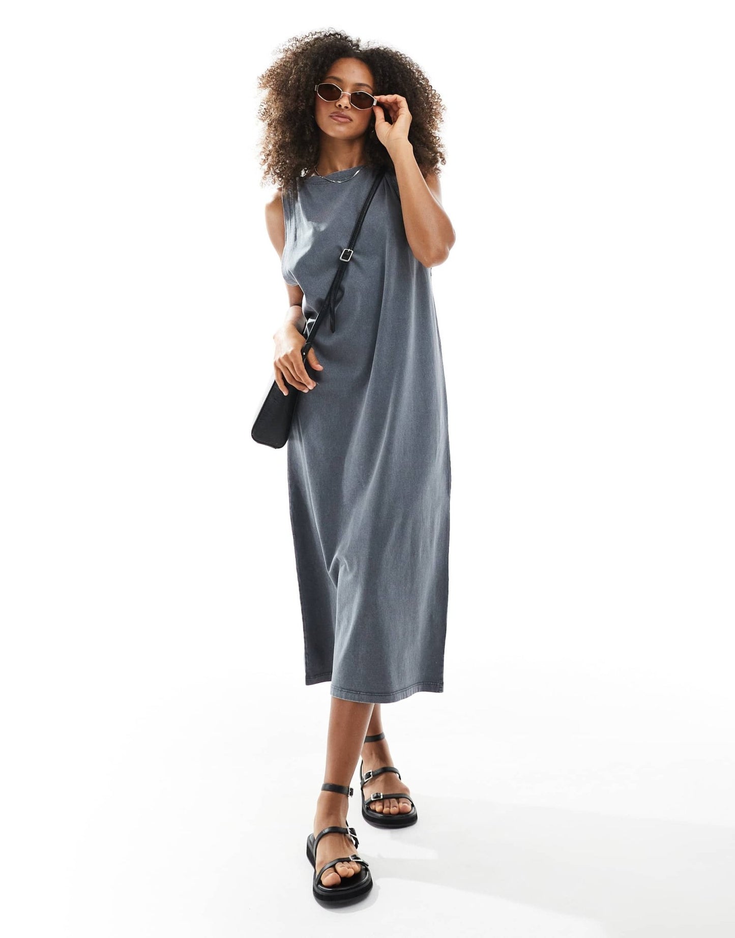 ASOS DESIGN sleeveless twist shoulder column midi dress in washed grey - ASOS Sample Sale
