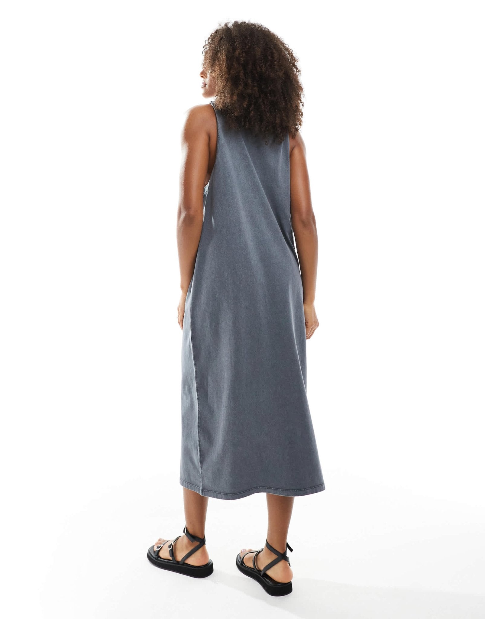 ASOS DESIGN sleeveless twist shoulder column midi dress in washed grey - ASOS Sample Sale