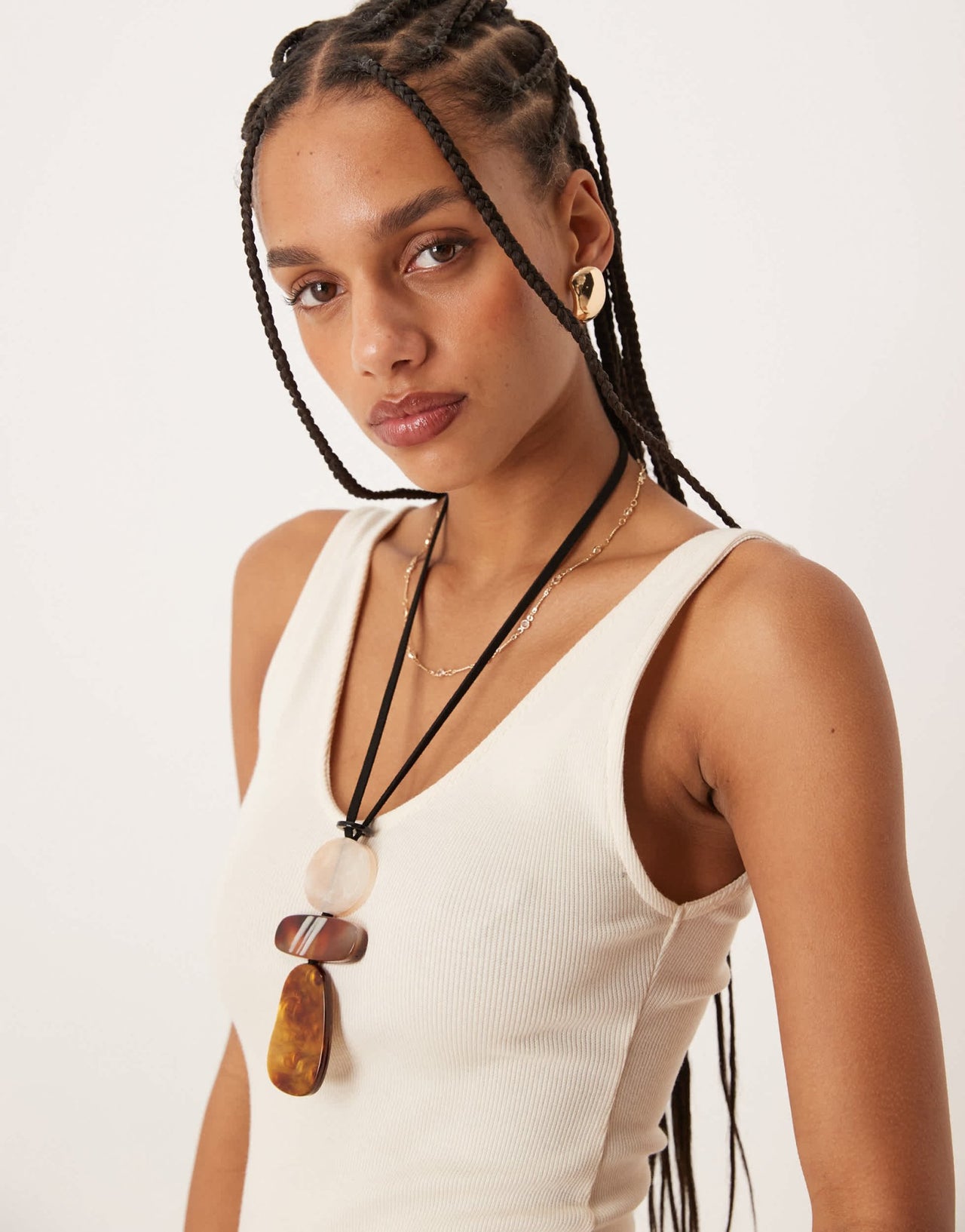 ASOS DESIGN sleeveless v-neck rib midaxi dress in stone - ASOS Sample Sale