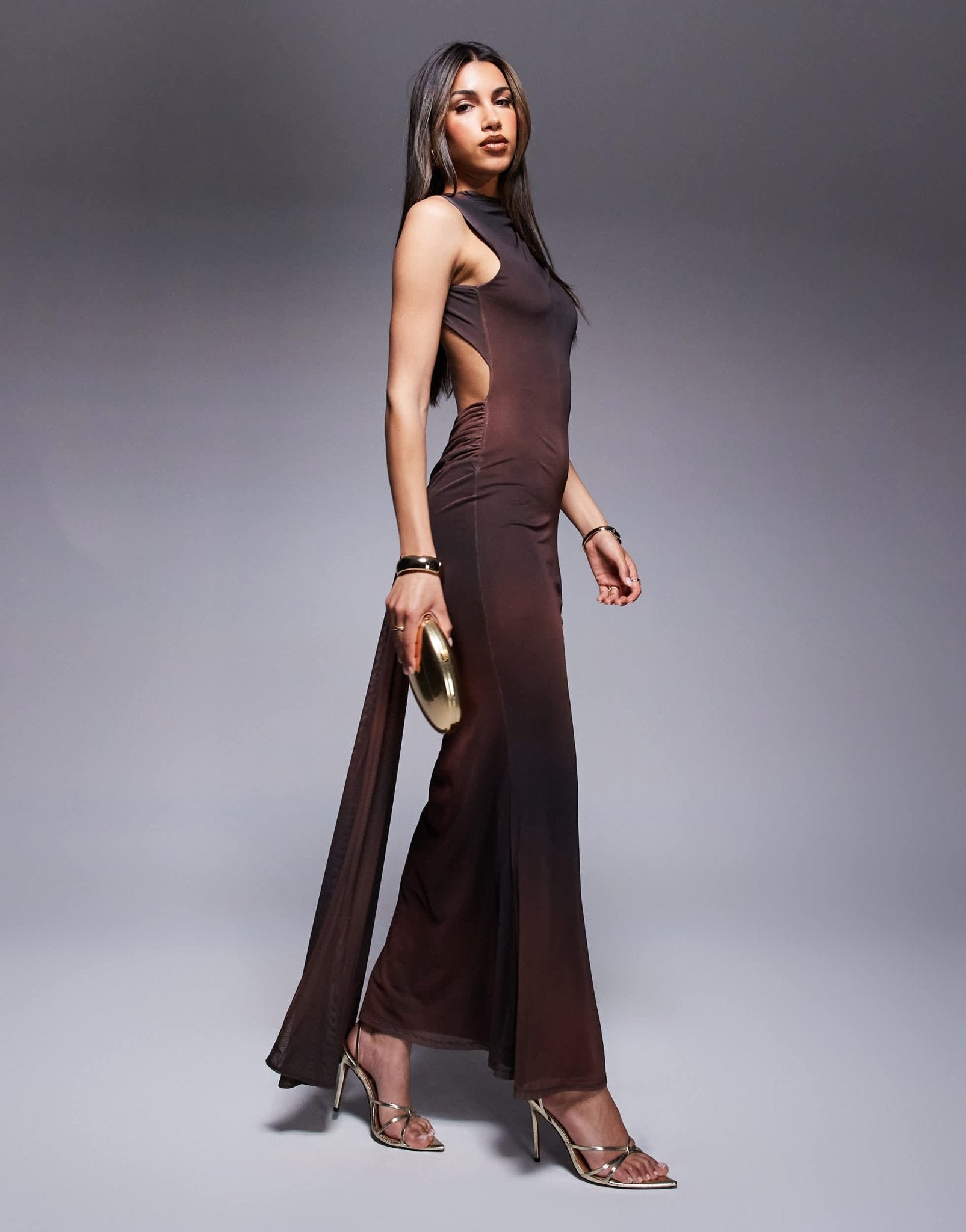 ASOS DESIGN sleeveless with open back and drape detail maxi dress in black and red print - ASOS Sample Sale
