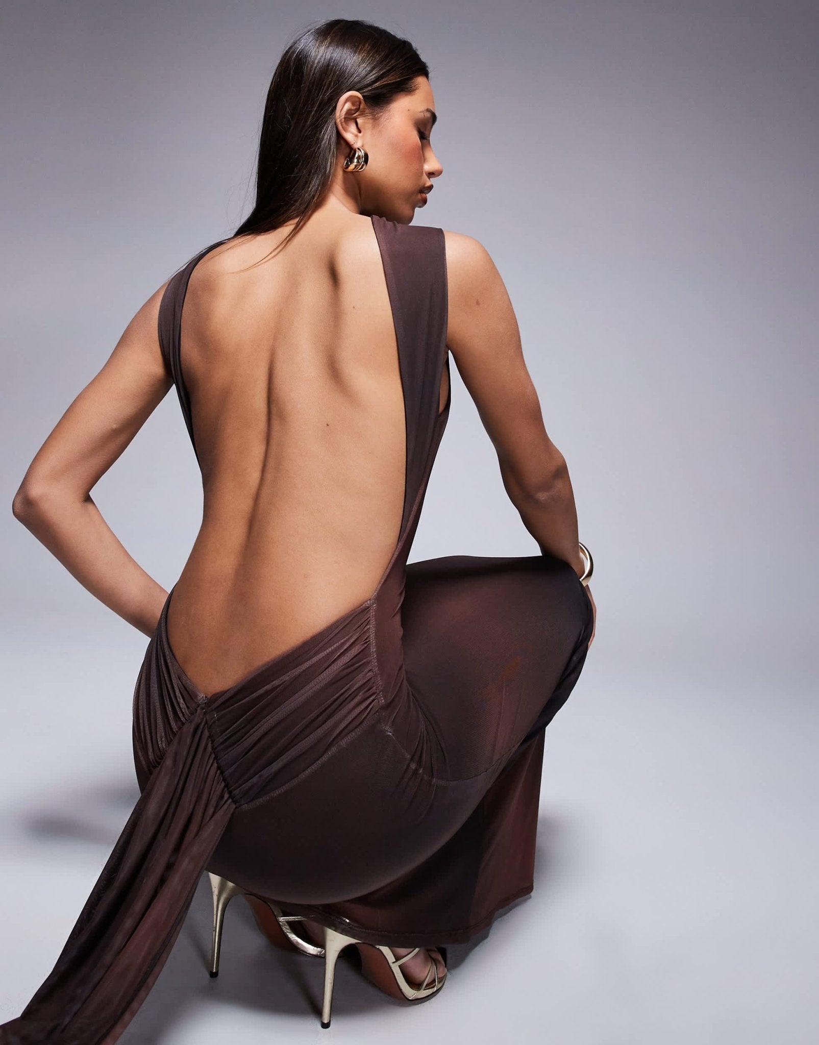 ASOS DESIGN sleeveless with open back and drape detail maxi dress in black and red print - ASOS Sample Sale