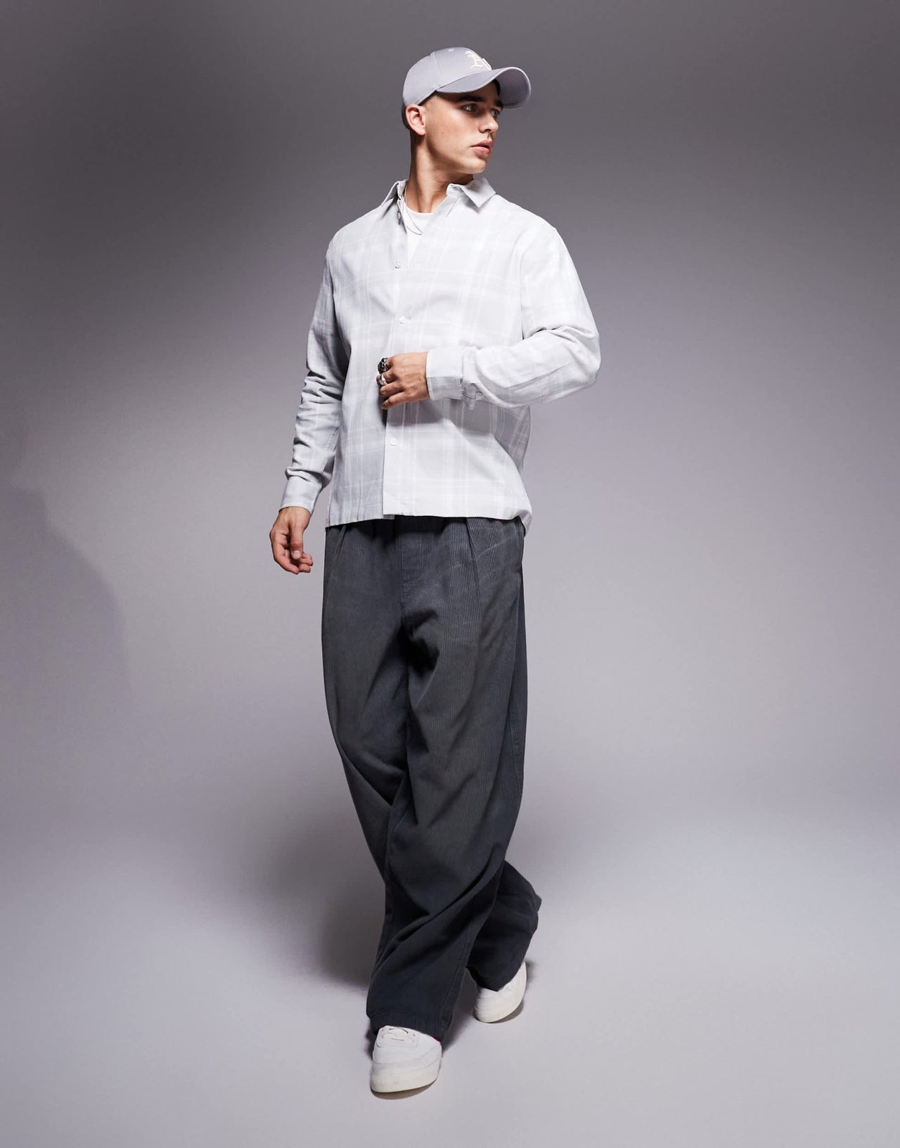 ASOS DESIGN slim check shirt in grey - ASOS Sample Sale