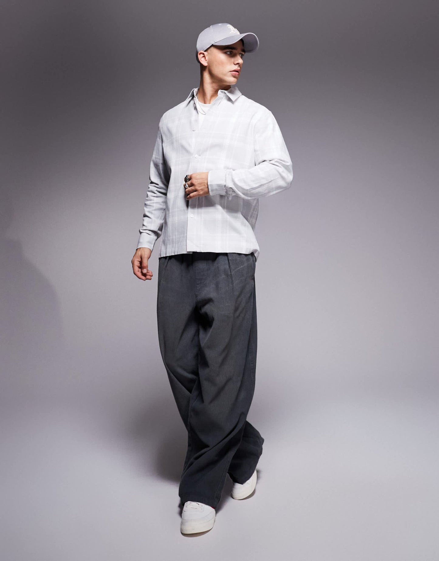 ASOS DESIGN slim check shirt in grey - ASOS Sample Sale