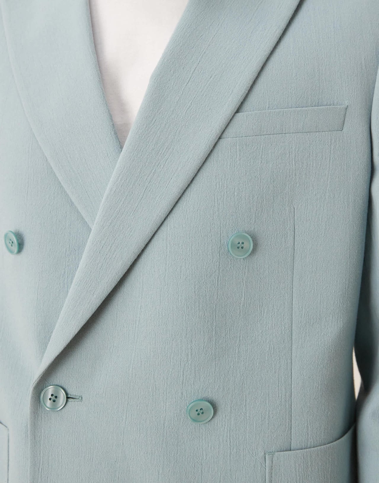ASOS DESIGN slim double breasted suit jacket in light blue crinkle texture - ASOS Sample Sale