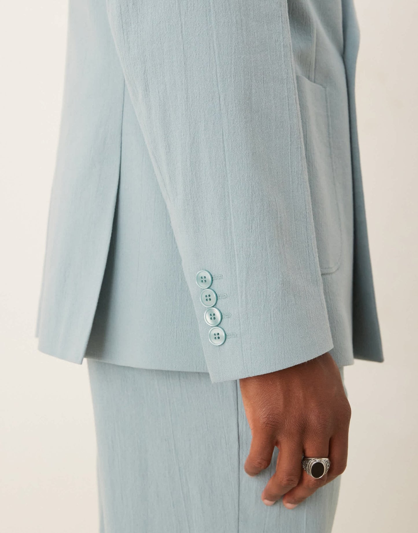 ASOS DESIGN slim double breasted suit jacket in light blue crinkle texture - ASOS Sample Sale