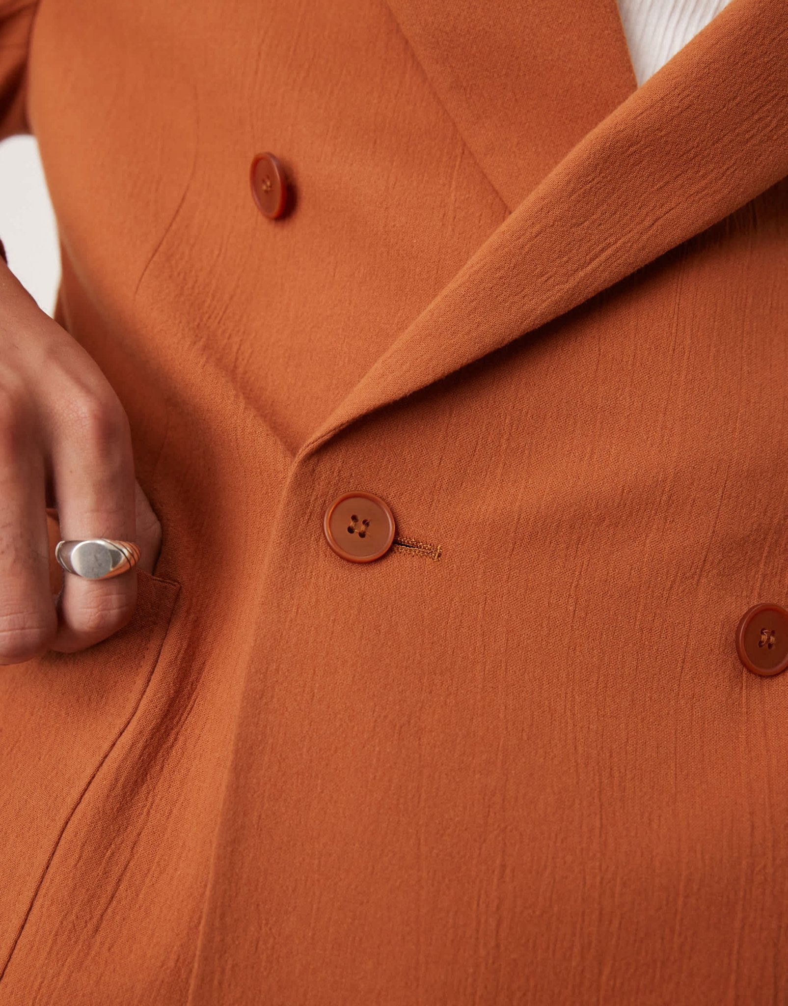 ASOS DESIGN slim double breasted suit jacket in rust crinkle texture - ASOS Sample Sale