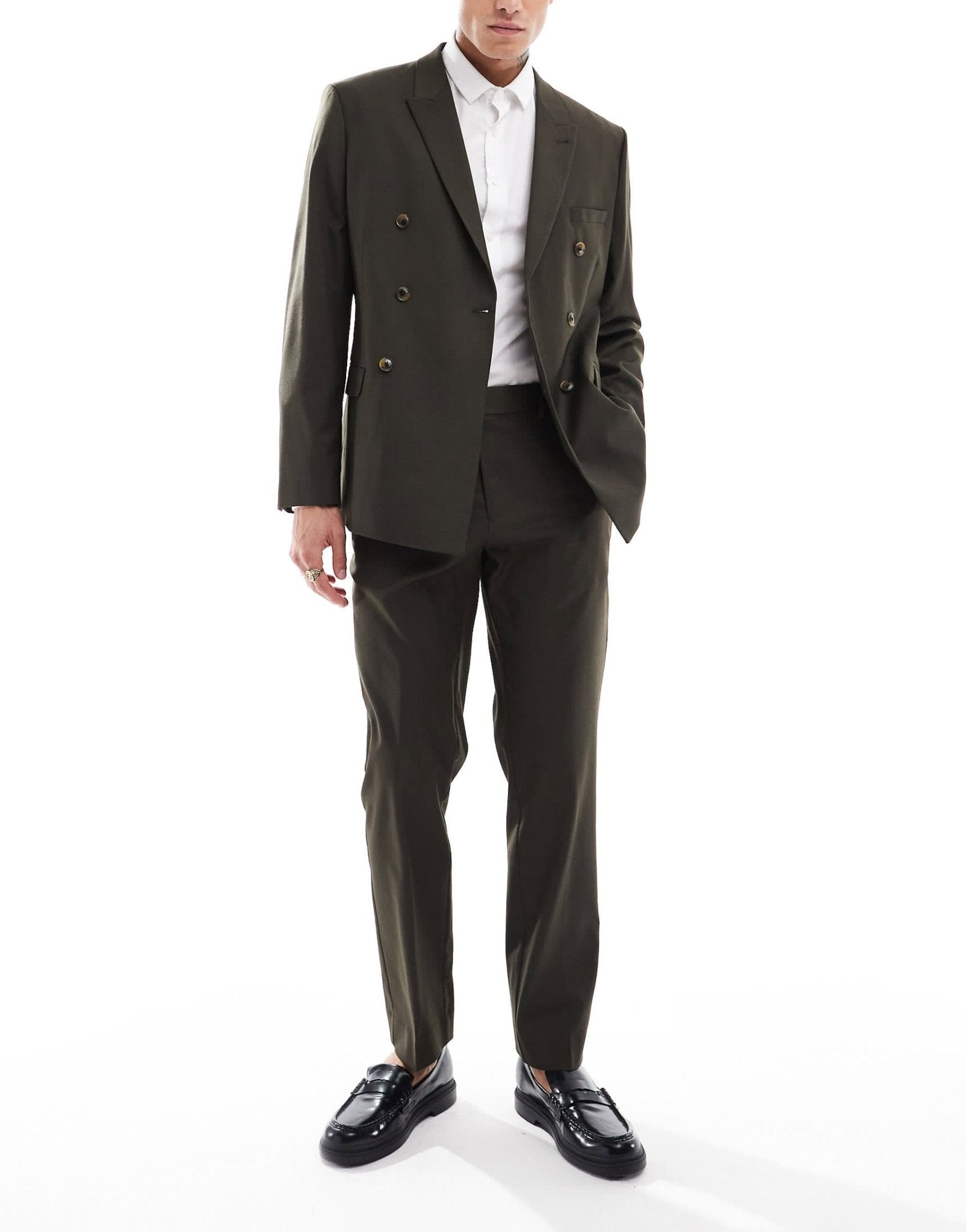 ASOS DESIGN slim fit clean wool blend suit trouser in olive - ASOS Sample Sale