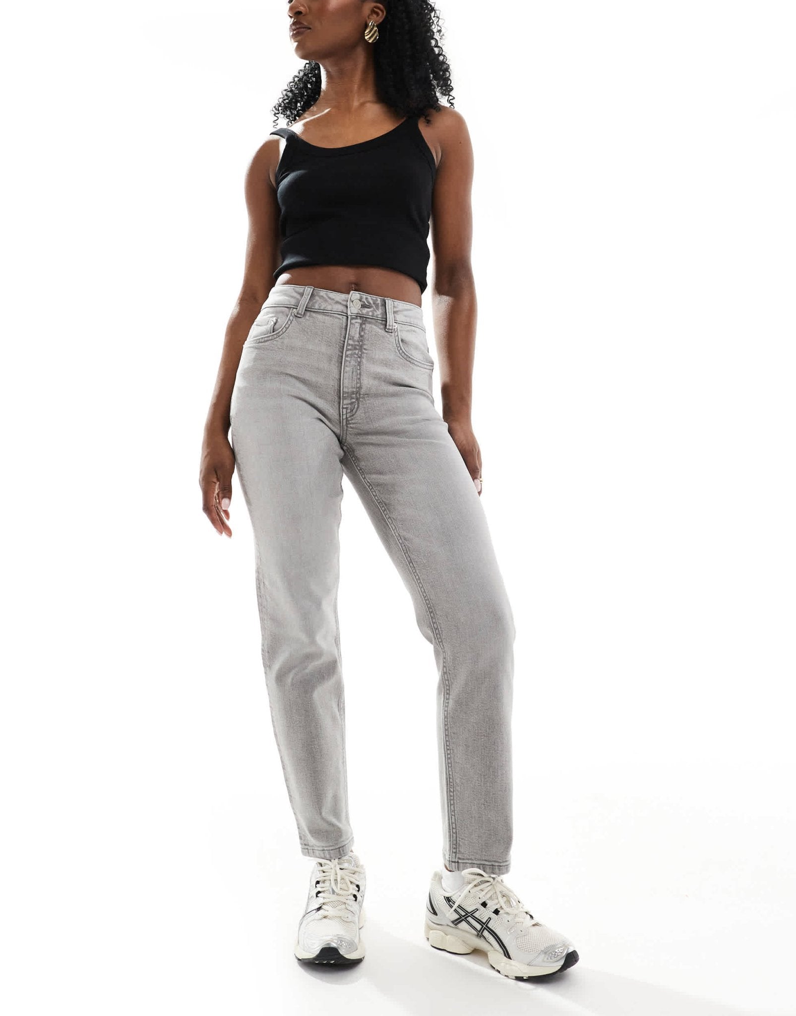 ASOS DESIGN slim fit comfort mom jeans in grey - ASOS Sample Sale