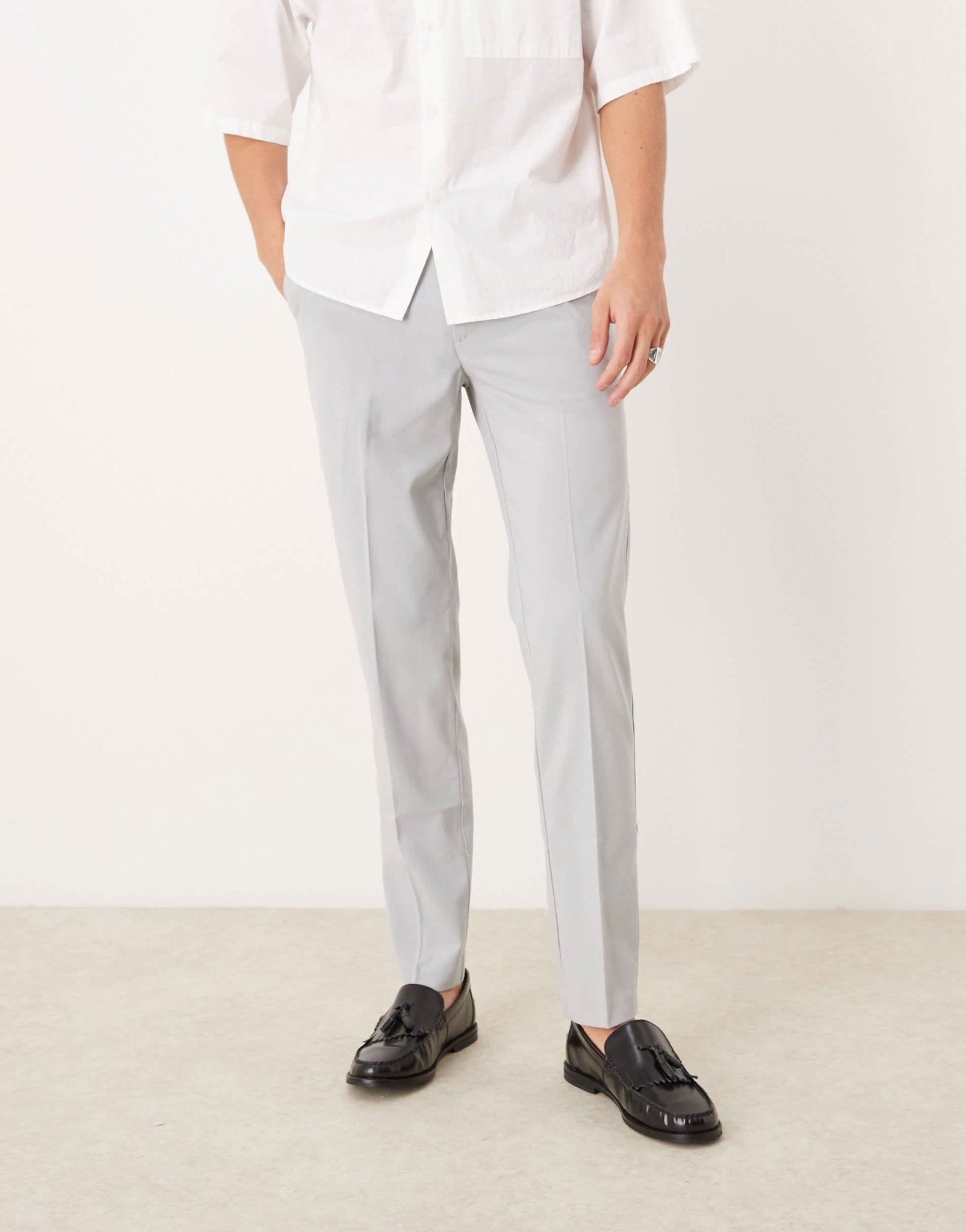 ASOS DESIGN slim fit smart wedding trousers in light grey - ASOS Sample Sale