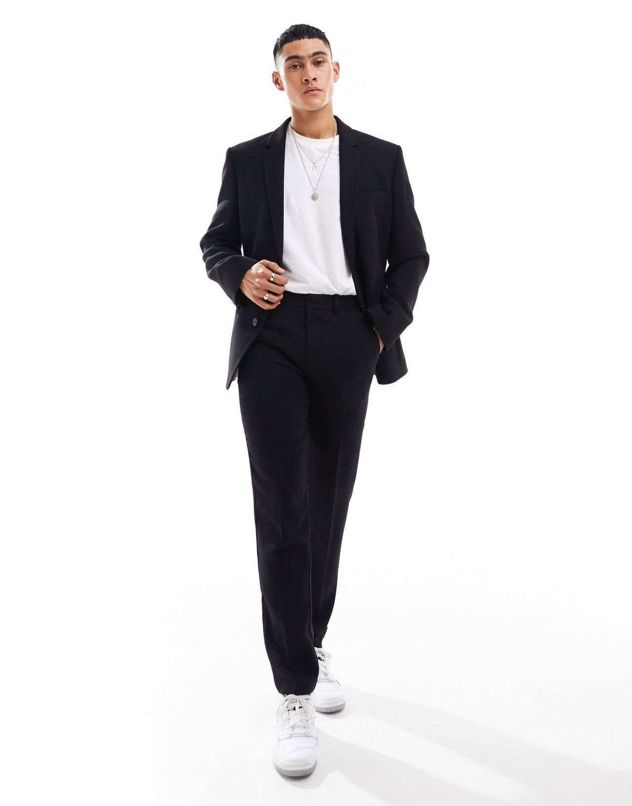 ASOS DESIGN slim fit wool mix suit jacket in black twill - ASOS Sample Sale