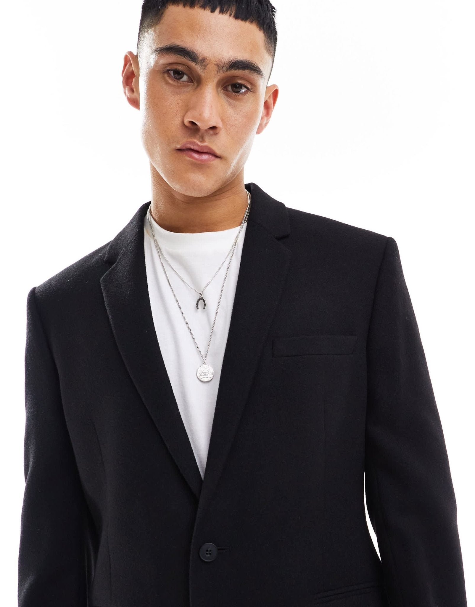 ASOS DESIGN slim fit wool mix suit jacket in black twill - ASOS Sample Sale