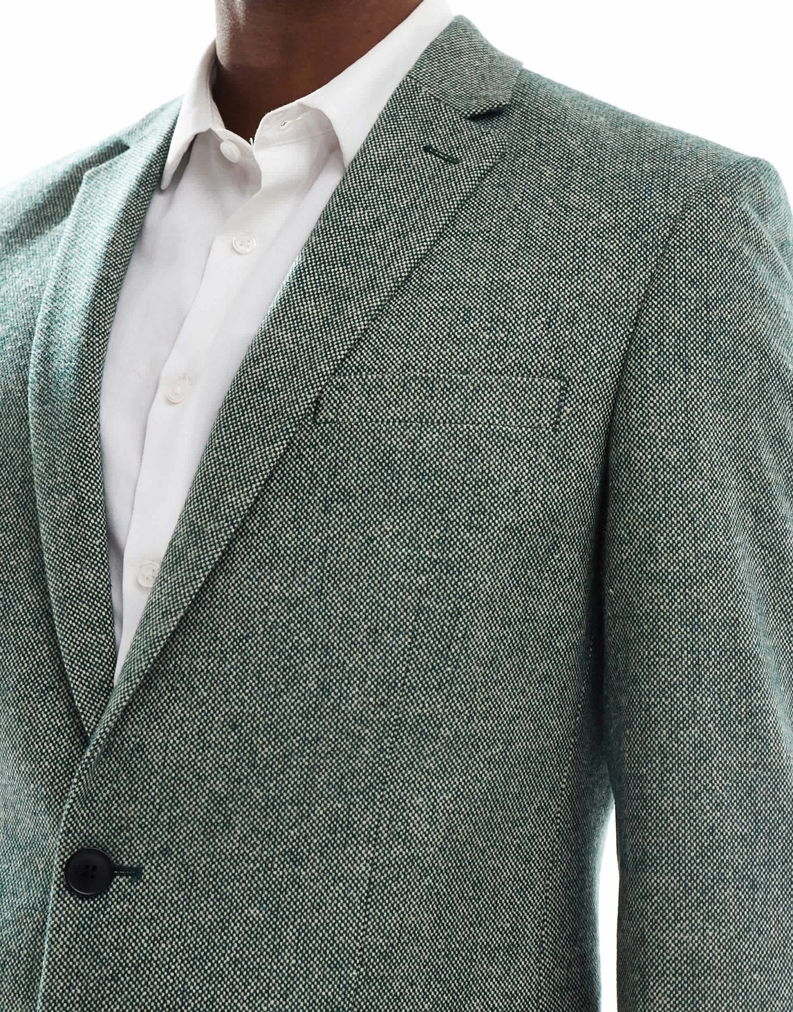 ASOS DESIGN slim fit wool mix suit jacket in bottle green tweed - ASOS Sample Sale