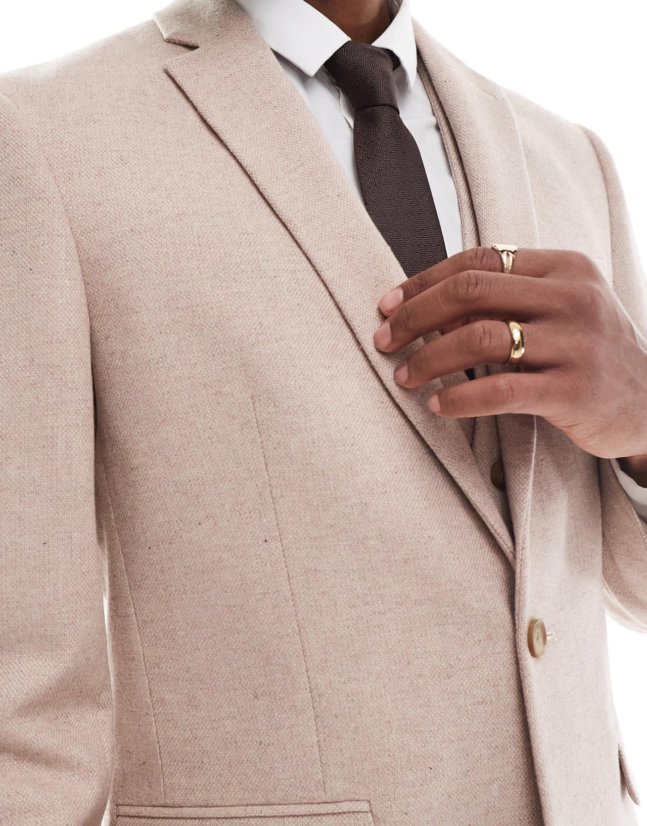 ASOS DESIGN slim fit wool mix suit jacket in light pink tweed - ASOS Sample Sale