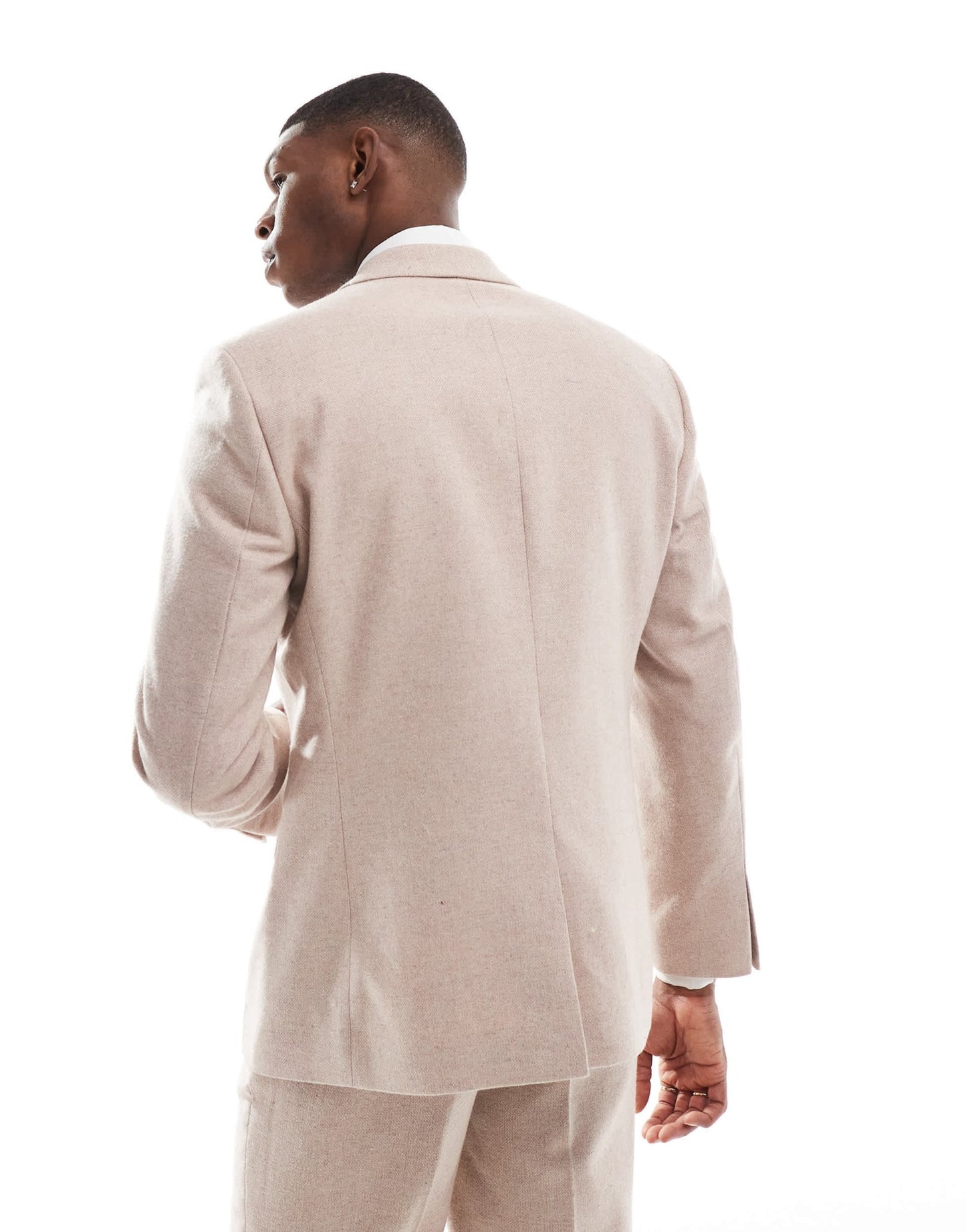 ASOS DESIGN slim fit wool mix suit jacket in light pink tweed - ASOS Sample Sale