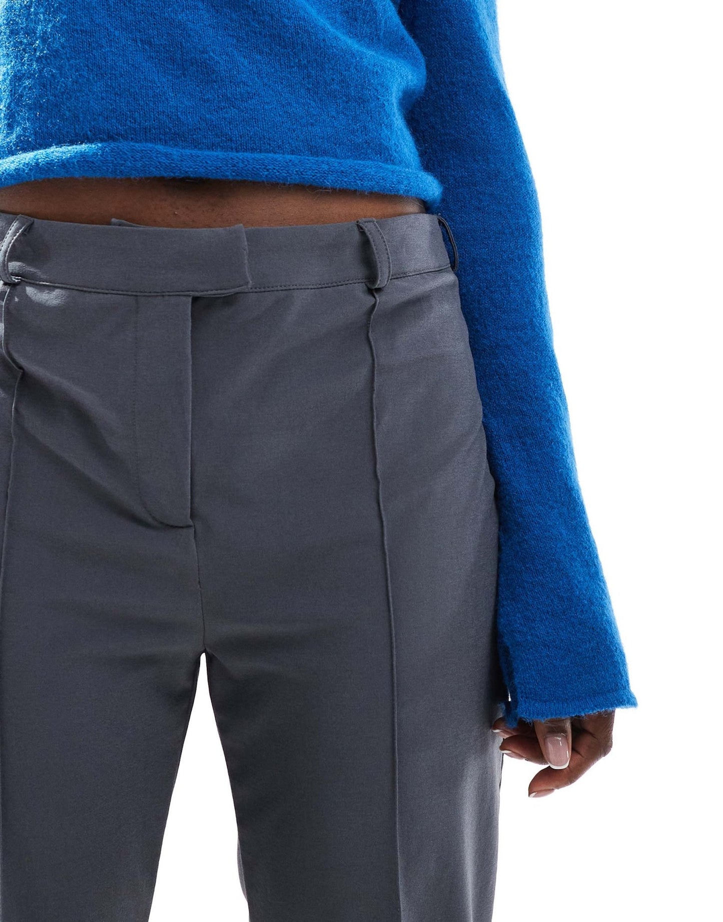 ASOS DESIGN slim leg full length trouser in slate grey - ASOS Sample Sale