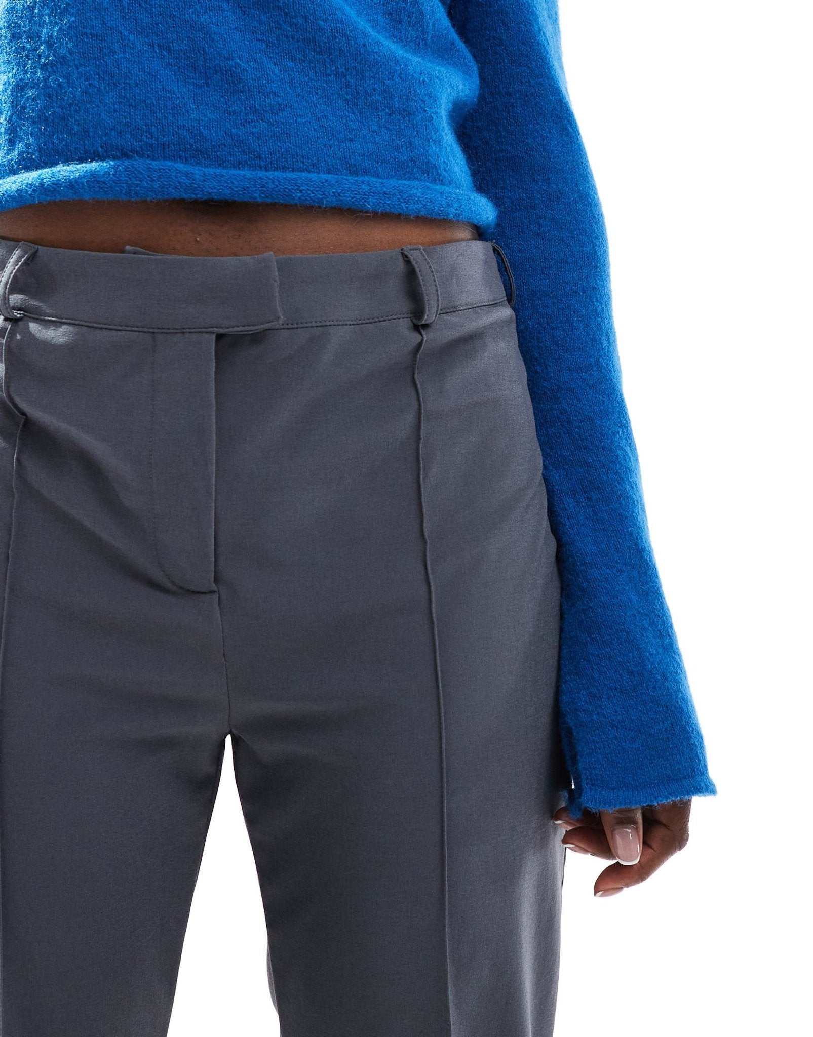 ASOS DESIGN slim leg full length trouser in slate grey - ASOS Sample Sale