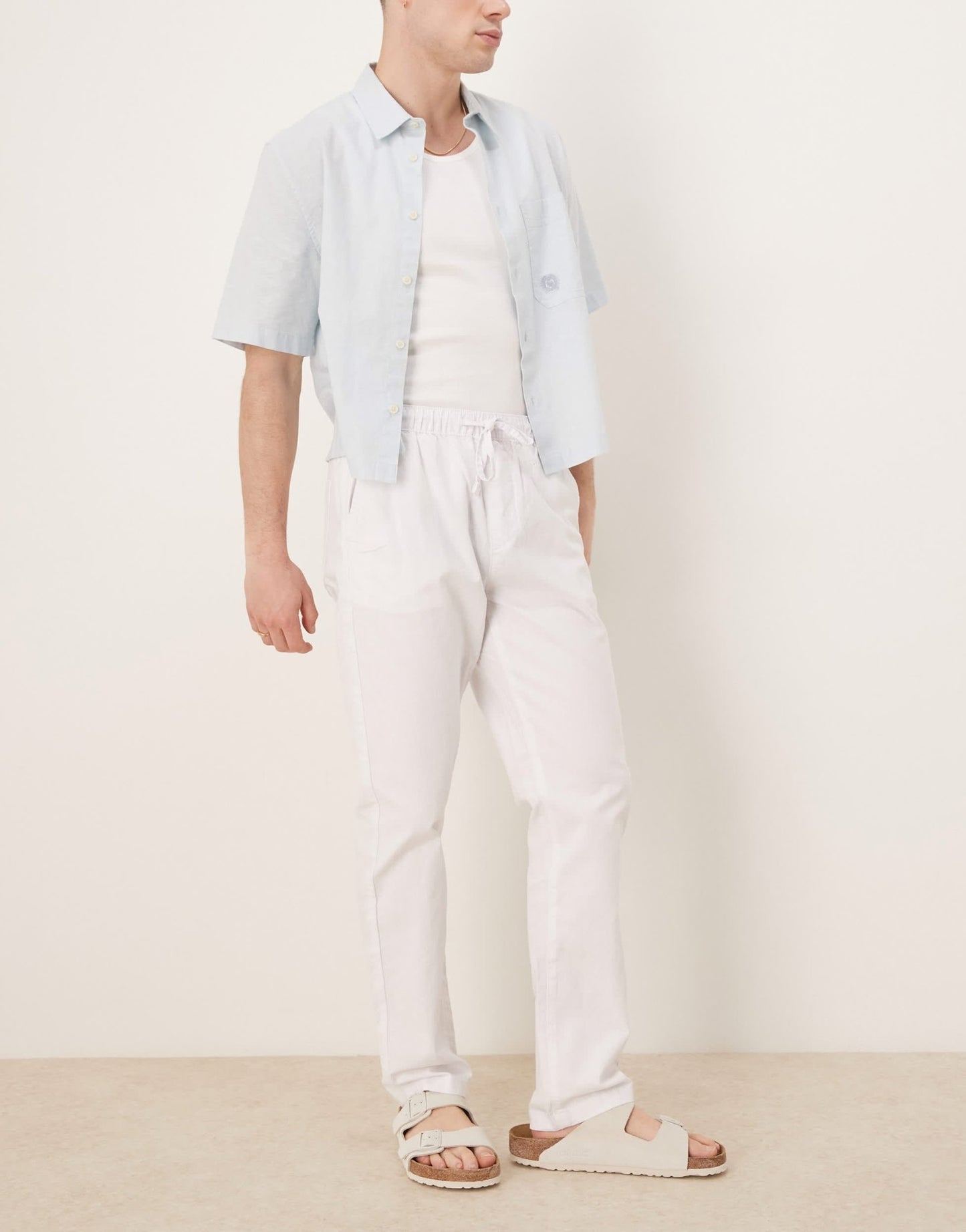 ASOS DESIGN slim linen blend trousers in white - ASOS Sample Sale
