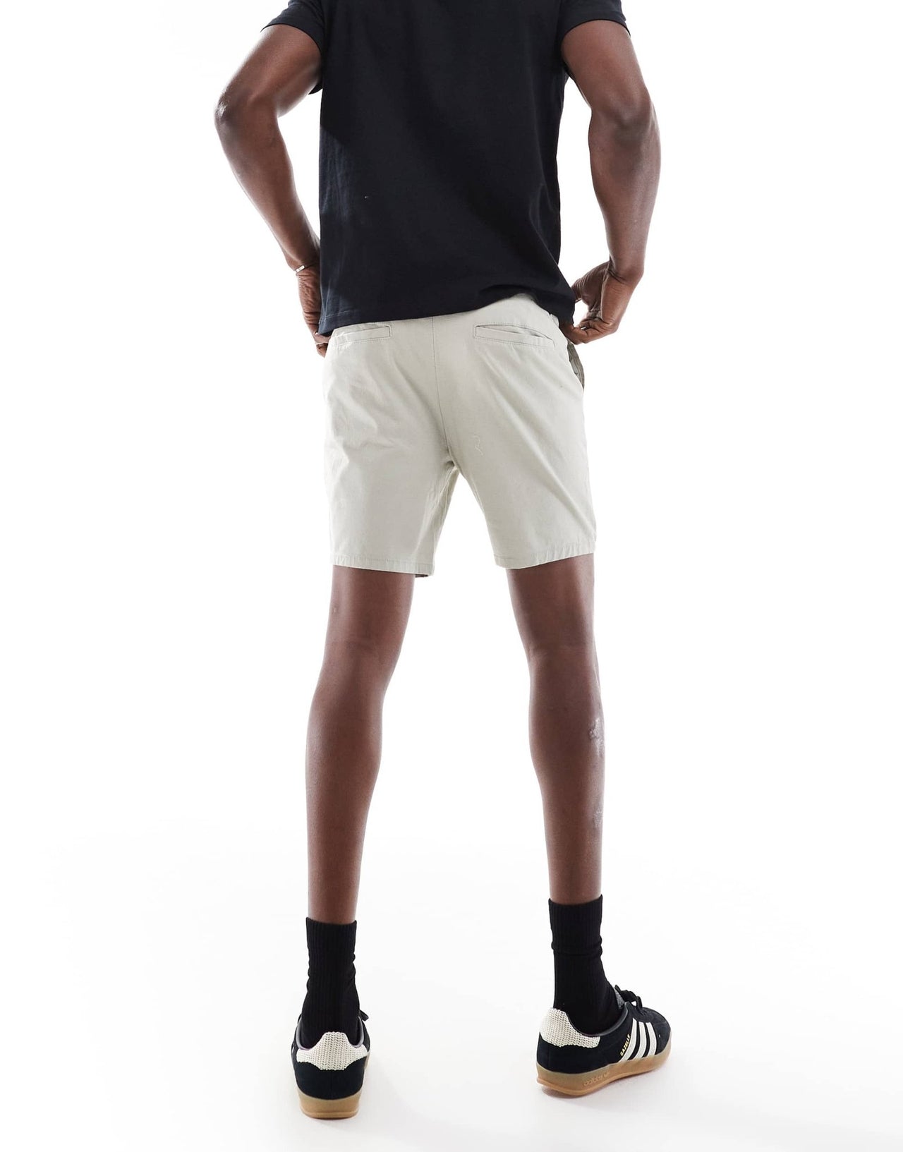 ASOS DESIGN slim shorts in mid length in beige - ASOS Sample Sale