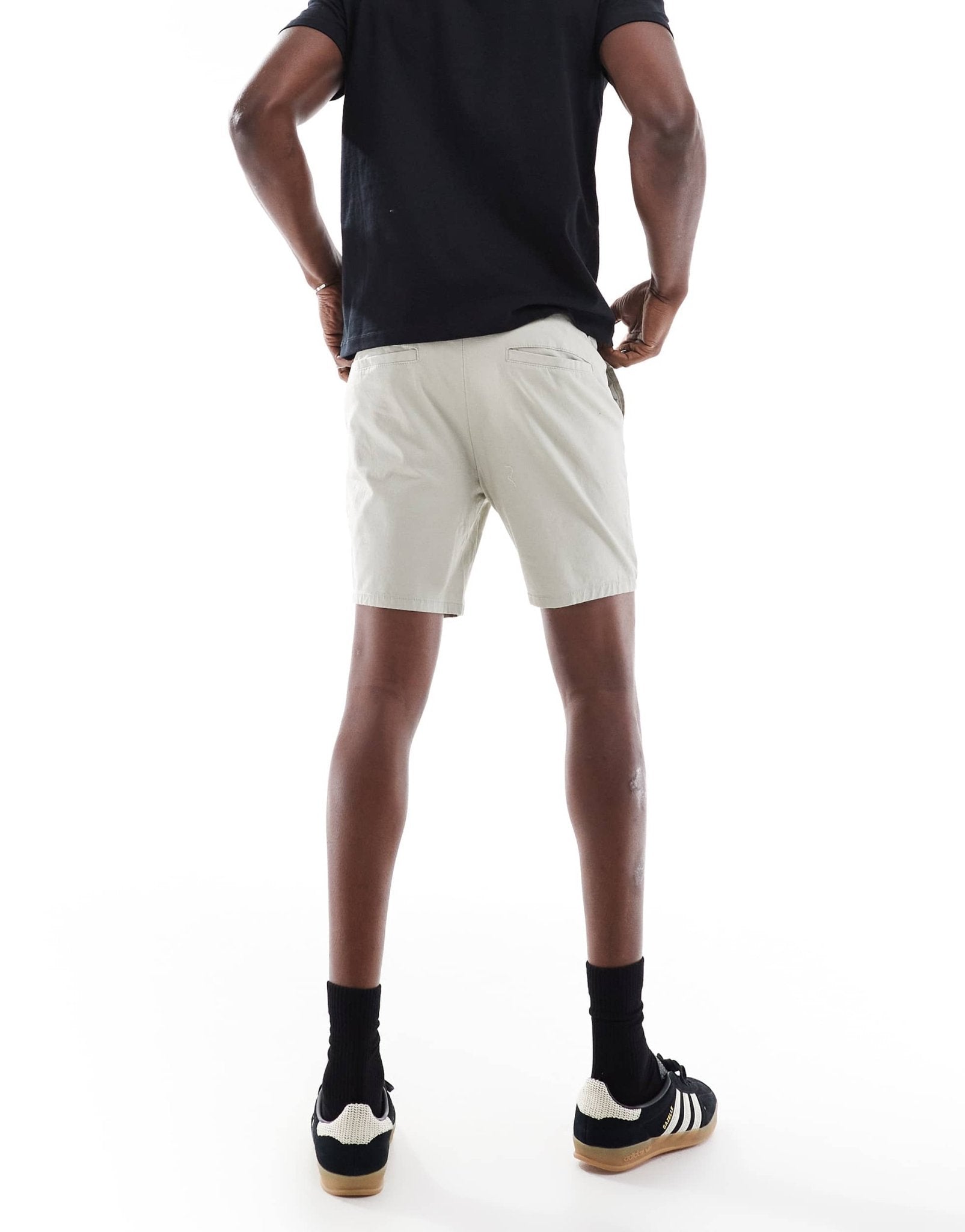 ASOS DESIGN slim shorts in mid length in beige - ASOS Sample Sale