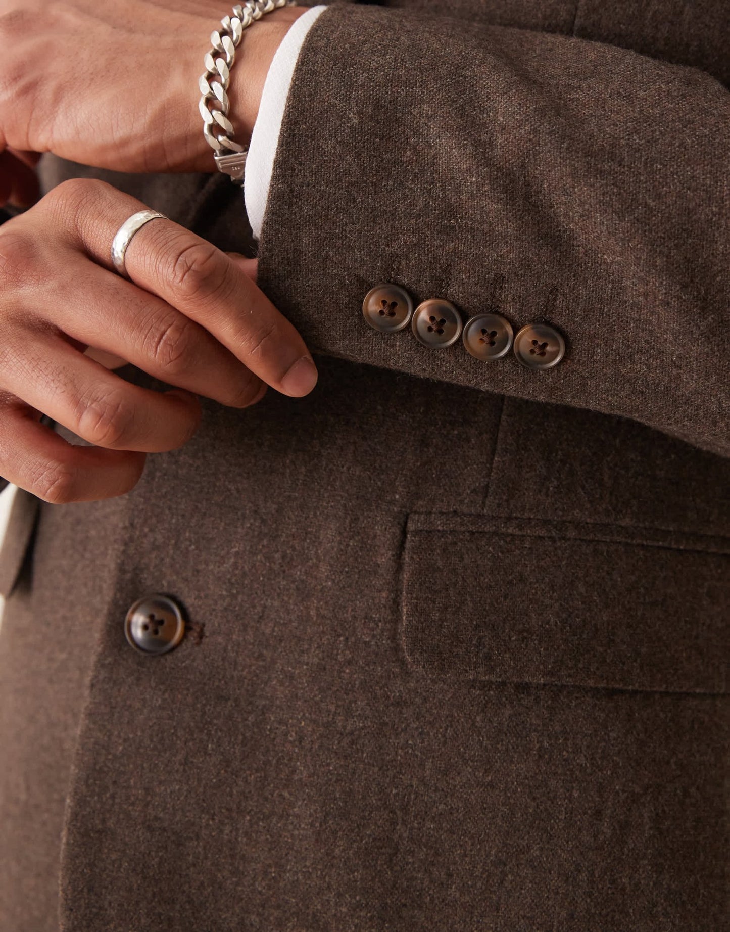 ASOS DESIGN slim suit jacket in brown wool mix flannel - ASOS Sample Sale