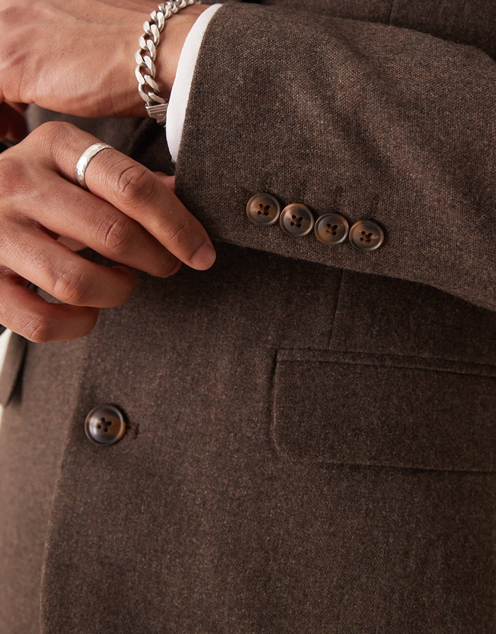 ASOS DESIGN slim suit jacket in brown wool mix flannel - ASOS Sample Sale