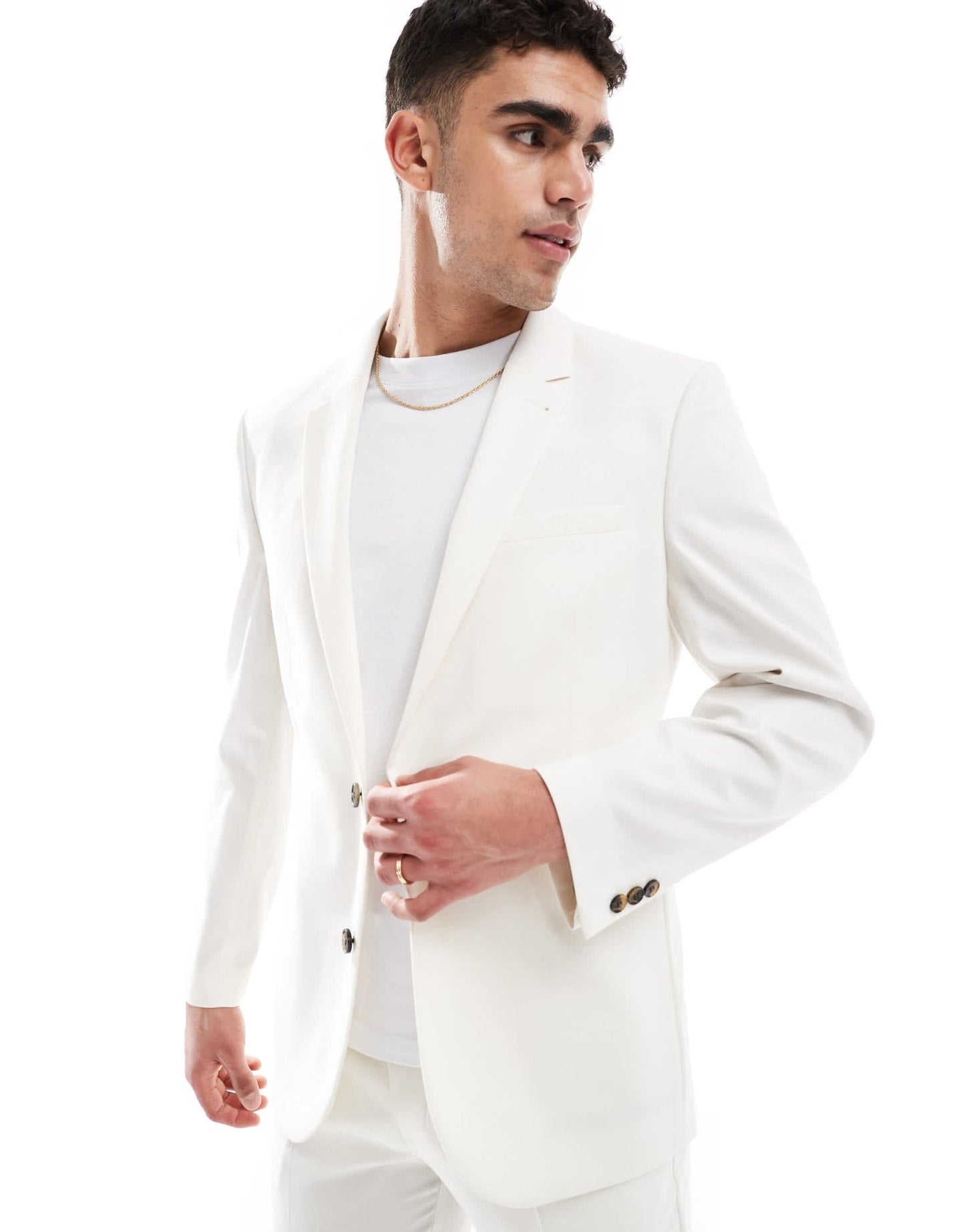 ASOS DESIGN slim suit jacket in ecru - ASOS Sample Sale