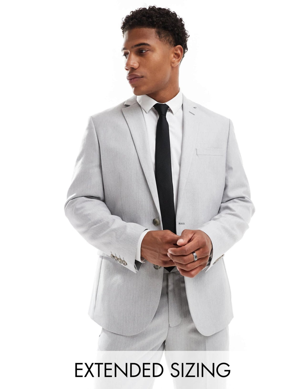 ASOS DESIGN slim suit jacket in grey herringbone - ASOS Sample Sale