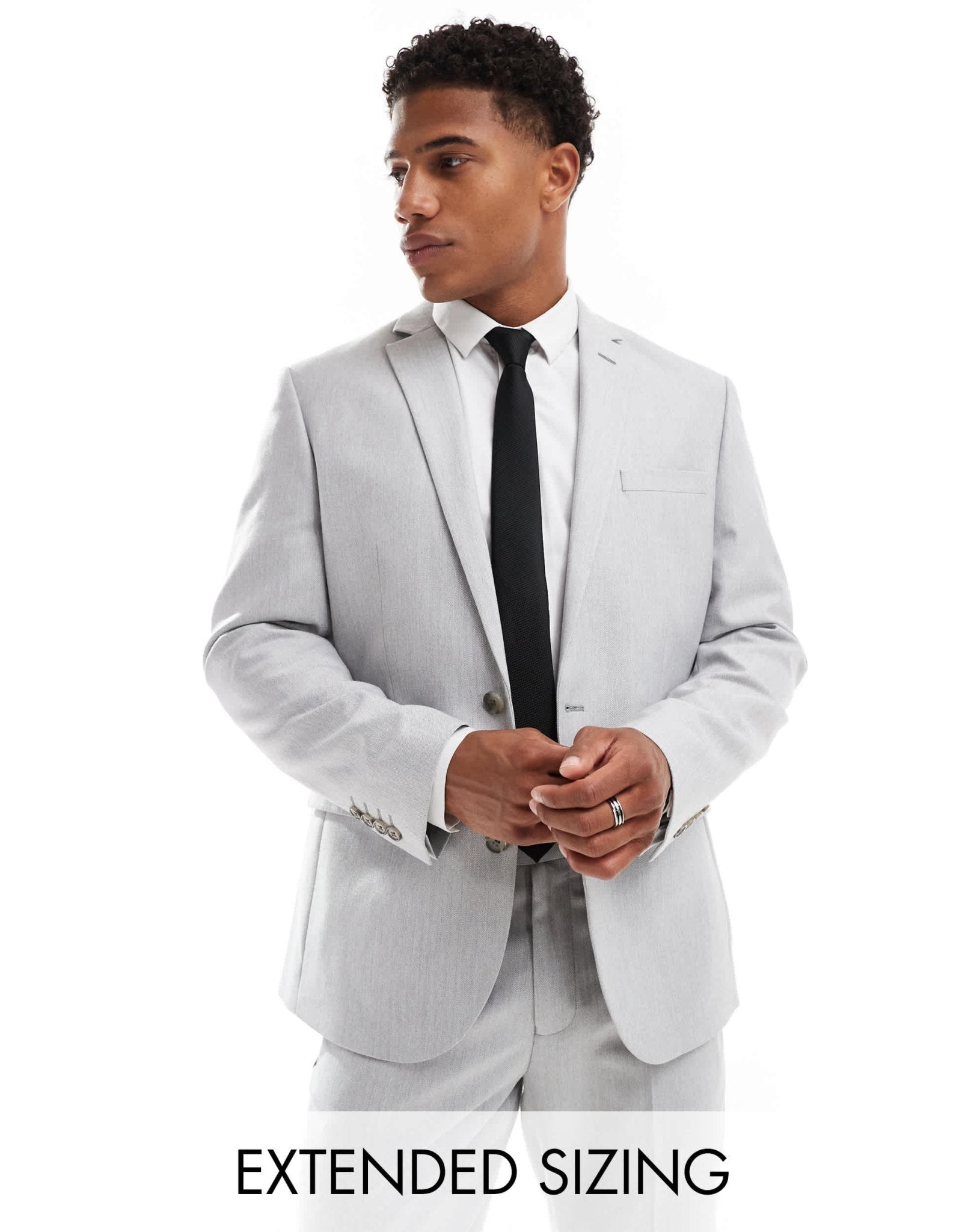 ASOS DESIGN slim suit jacket in grey herringbone - ASOS Sample Sale
