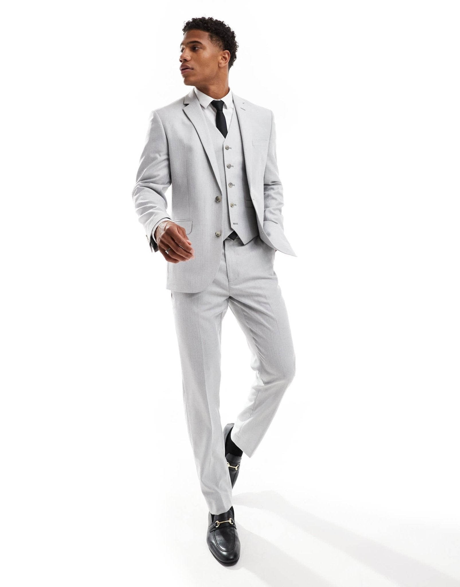ASOS DESIGN slim suit jacket in grey herringbone - ASOS Sample Sale