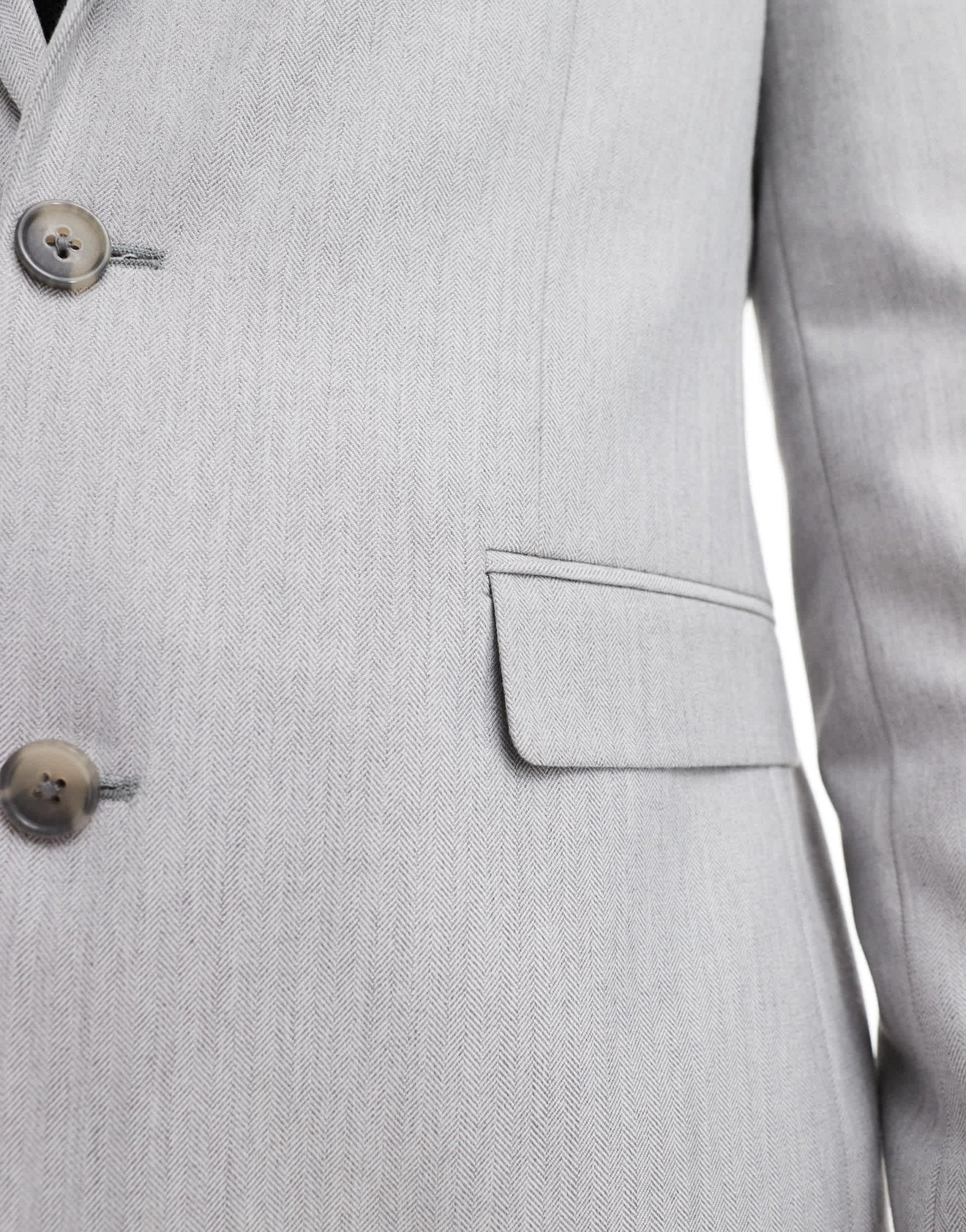 ASOS DESIGN slim suit jacket in grey herringbone - ASOS Sample Sale