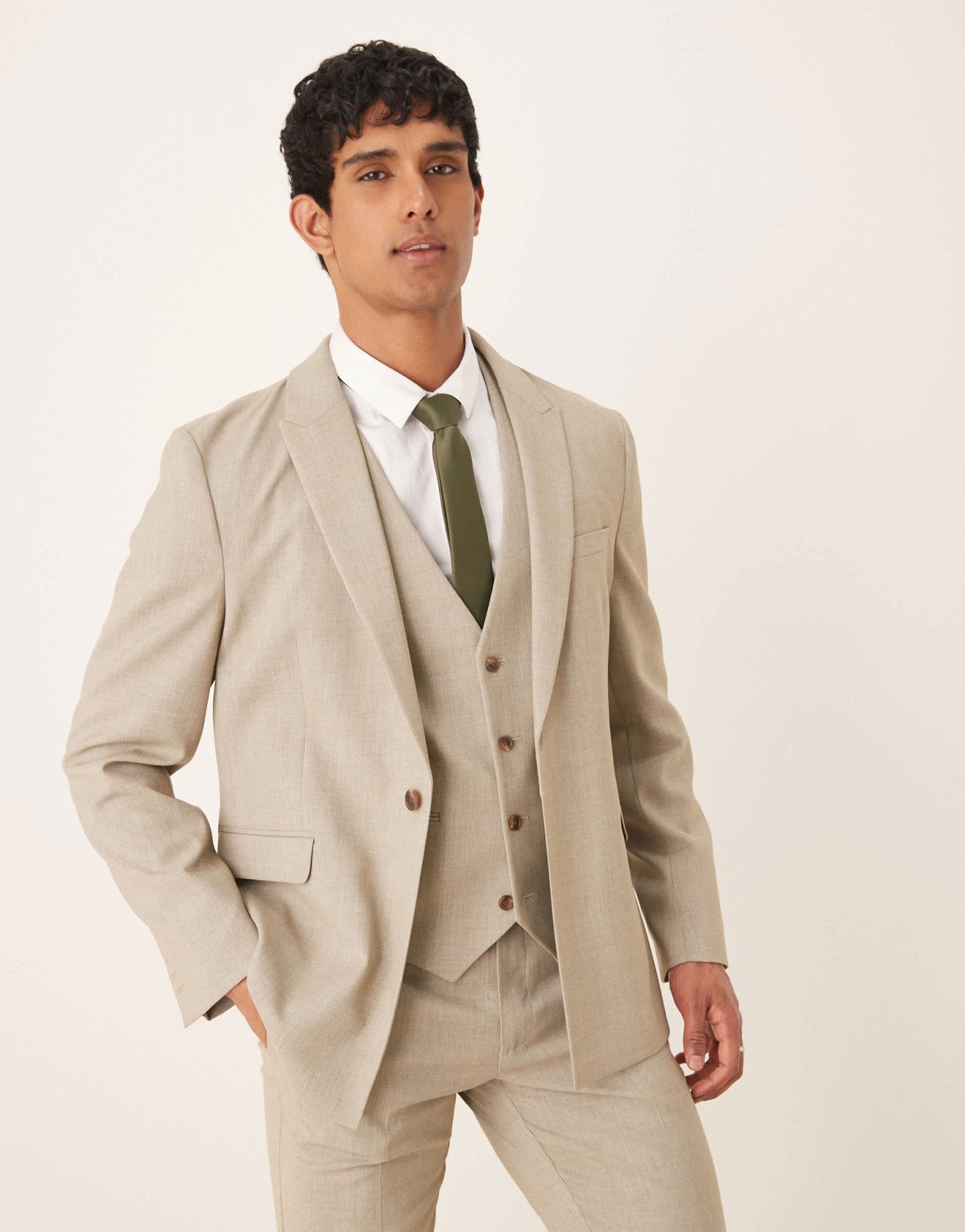 ASOS DESIGN slim suit jacket in light grey melange texture - ASOS Sample Sale