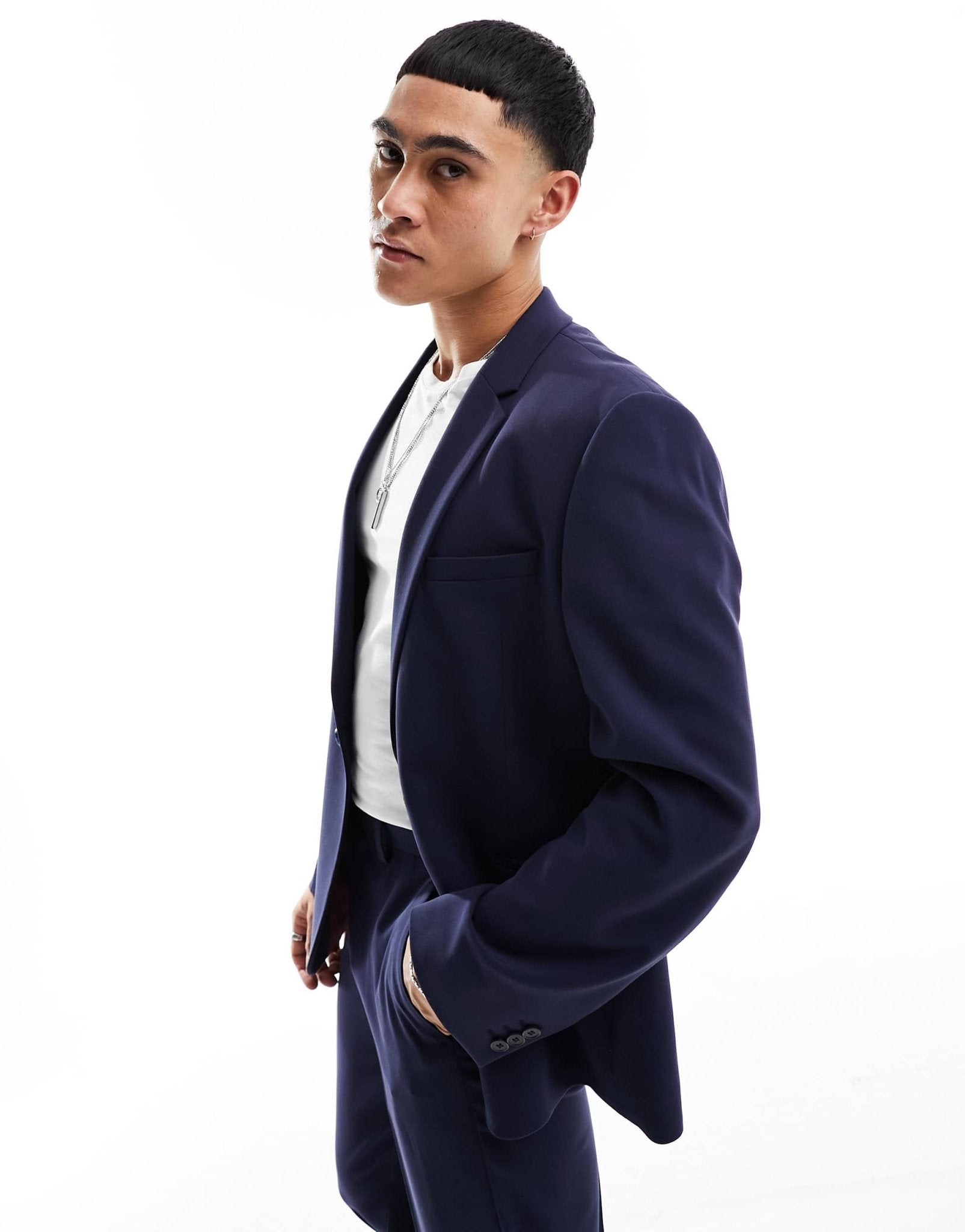 ASOS DESIGN slim suit jacket in navy - ASOS Sample Sale