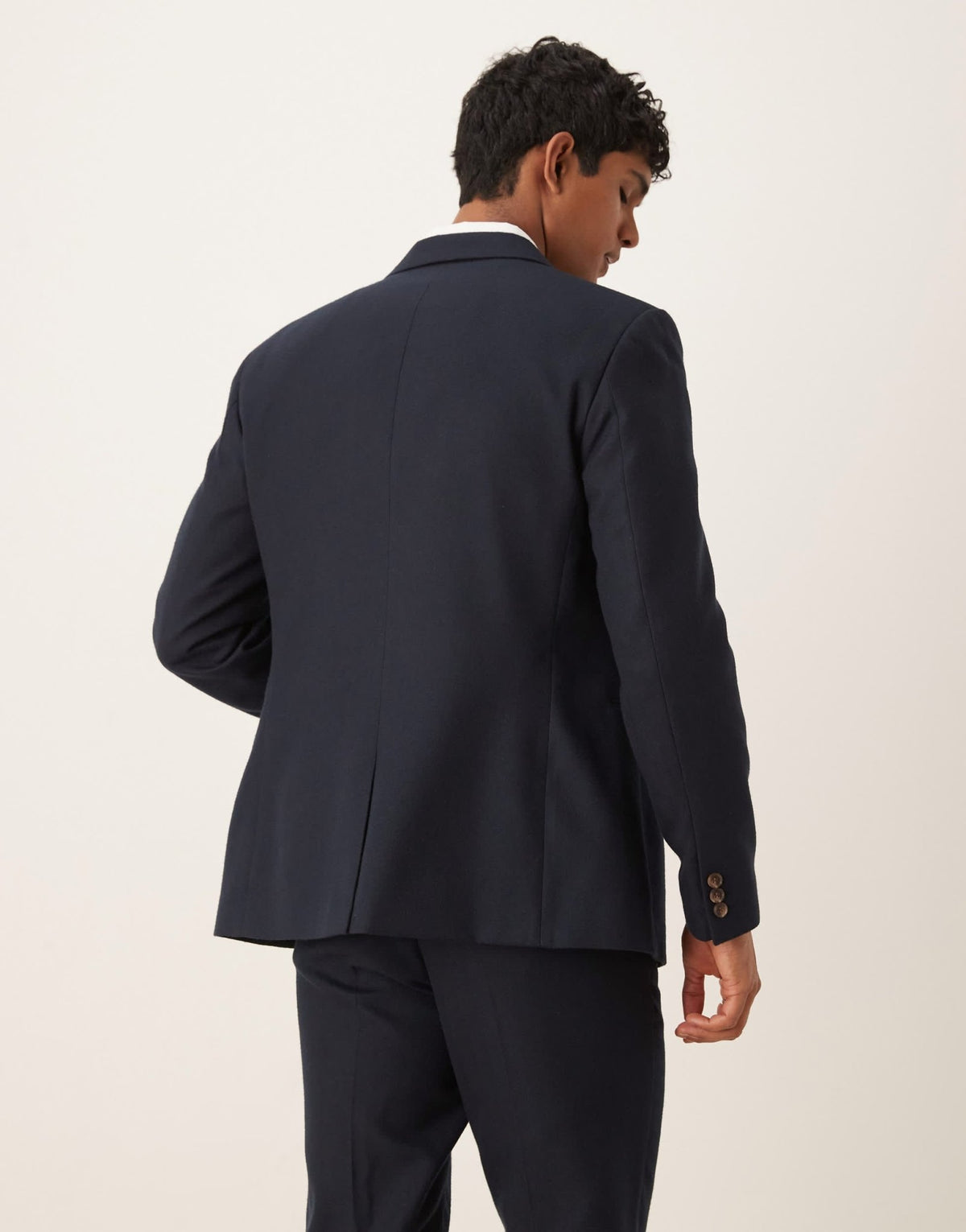 ASOS DESIGN slim suit jacket in navy herringbone wool look - ASOS Sample Sale