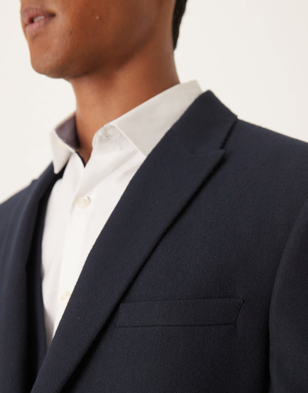 ASOS DESIGN slim suit jacket in navy herringbone wool look - ASOS Sample Sale