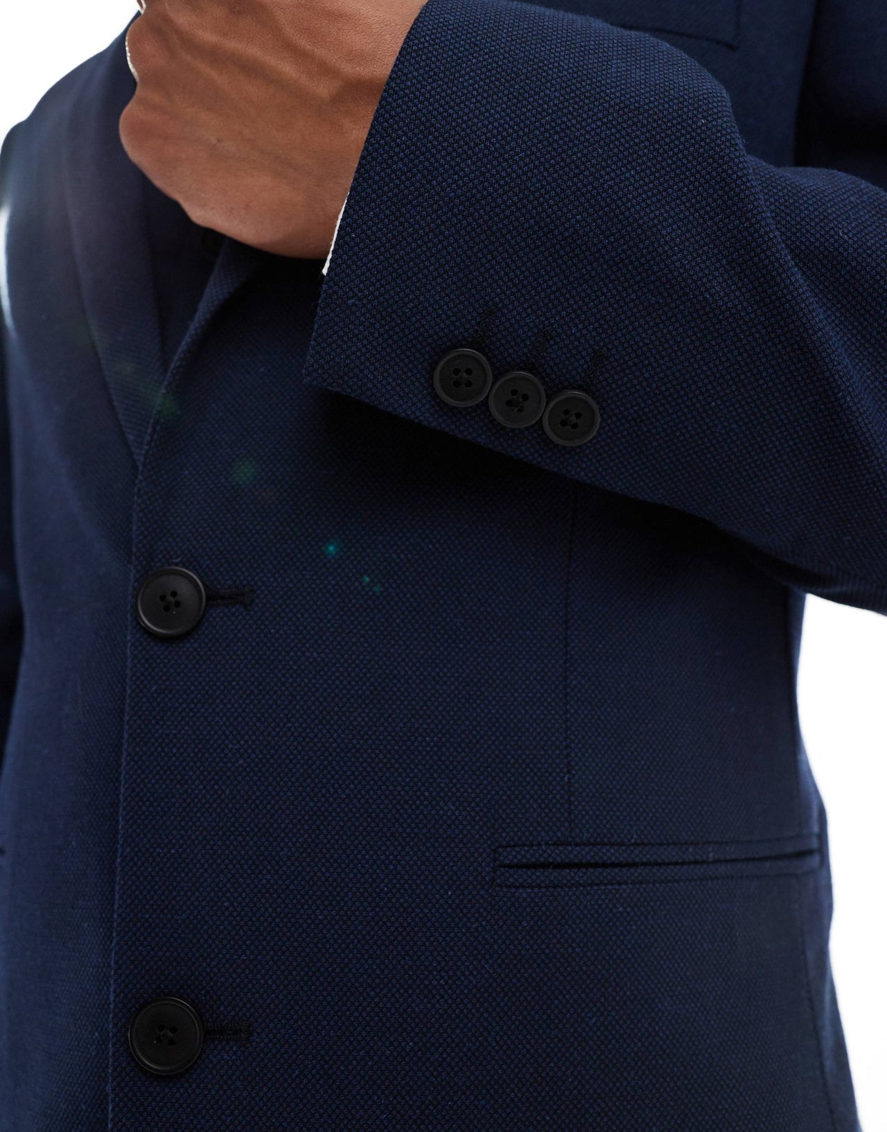 ASOS DESIGN slim suit jacket in navy microtexture - ASOS Sample Sale