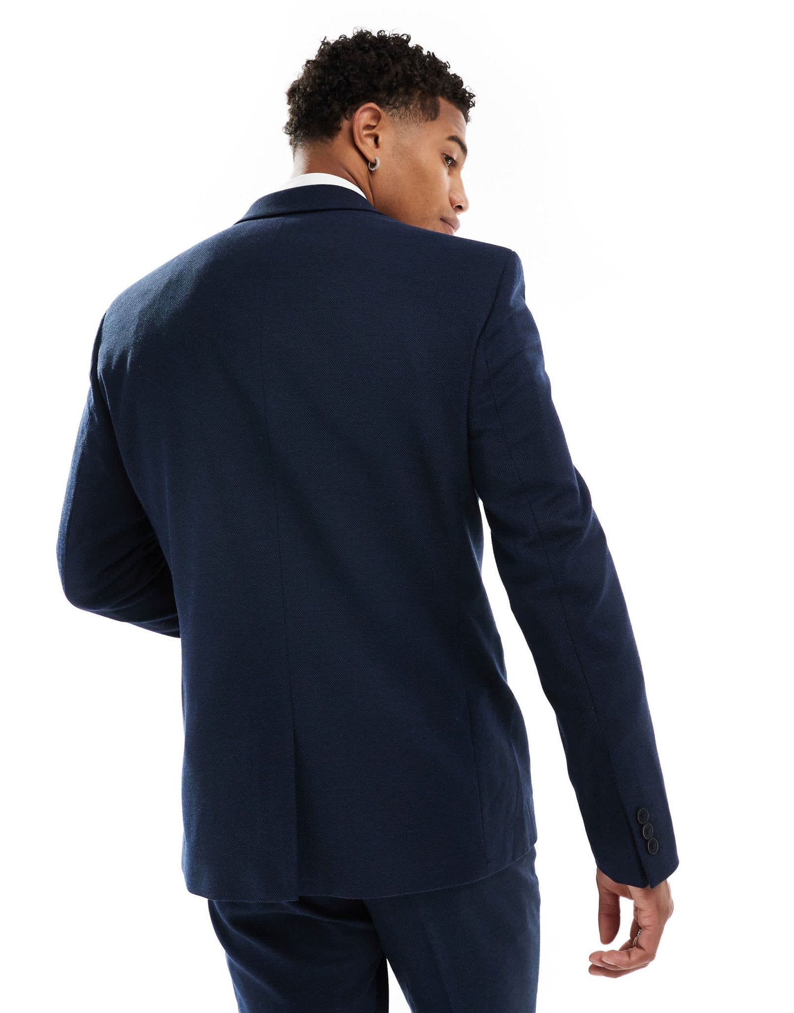 ASOS DESIGN slim suit jacket in navy microtexture - ASOS Sample Sale