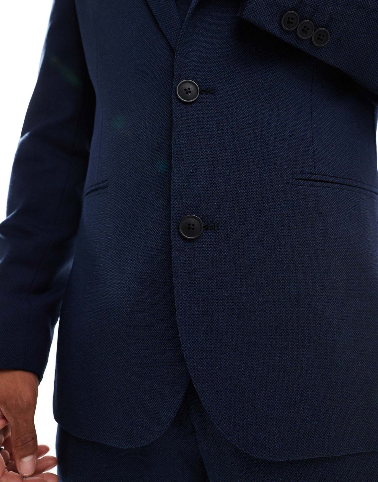 ASOS DESIGN slim suit jacket in navy microtexture - ASOS Sample Sale