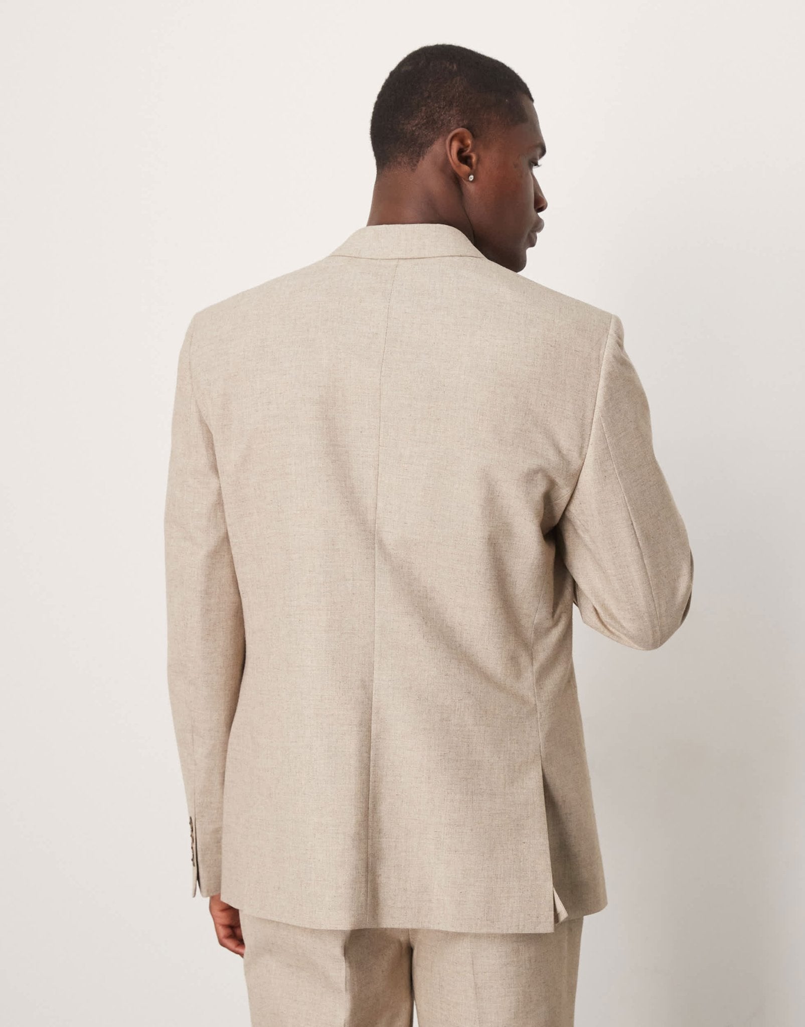 ASOS DESIGN slim suit jacket in stone marl look - ASOS Sample Sale
